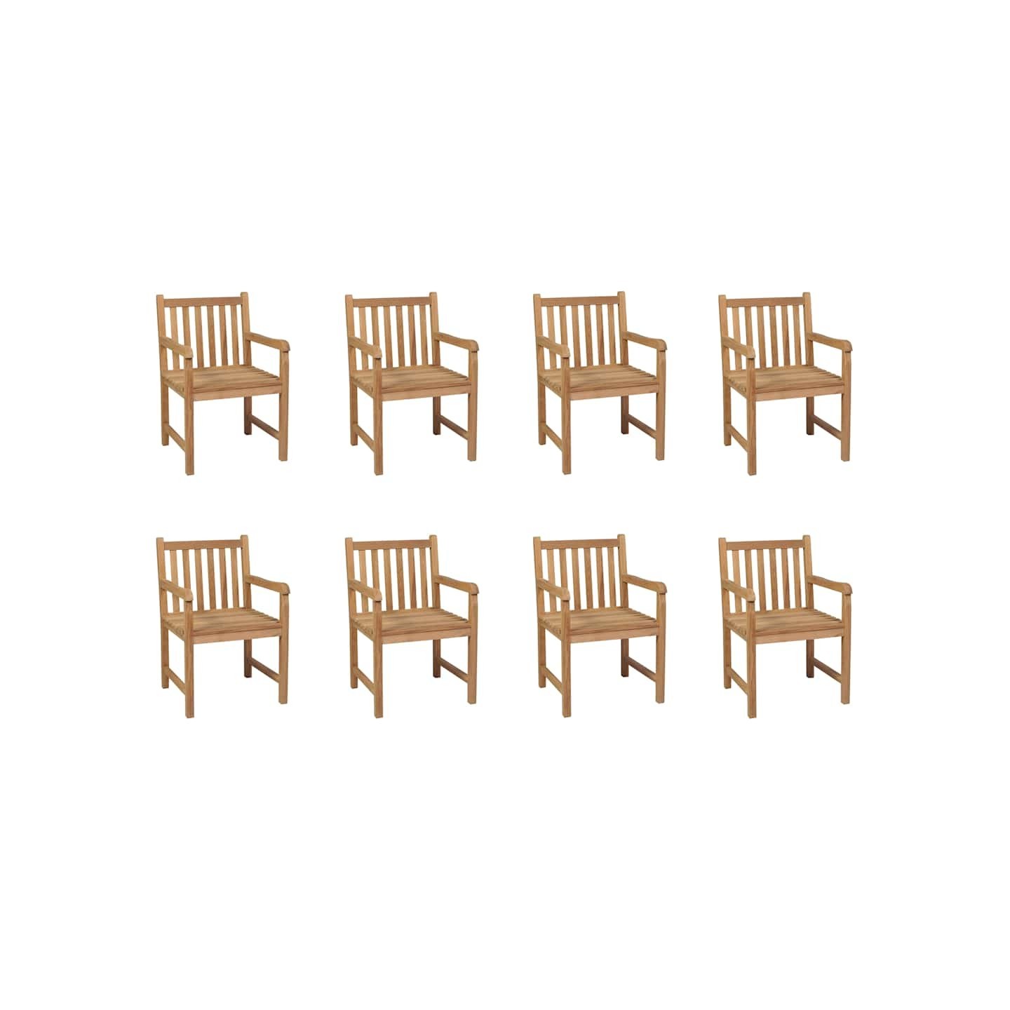 Chaises d'extérieur lot de 8 Bois de teck solide