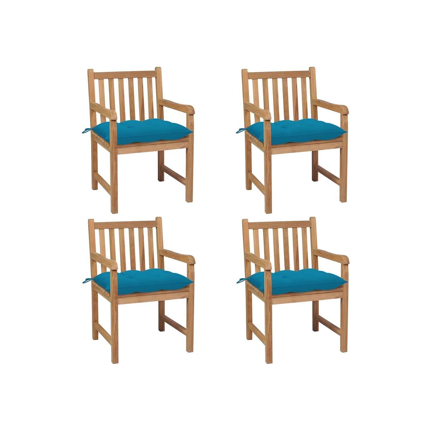 Chaises de jardin lot de 4 avec coussins bleu clair Teck solide