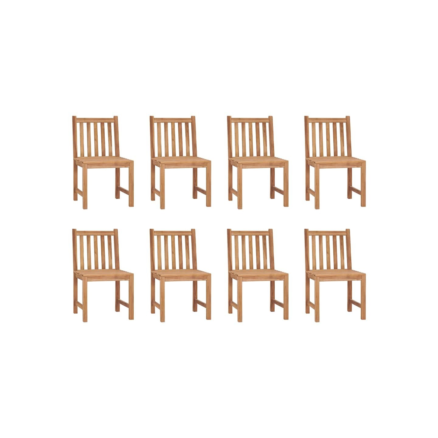 Chaises de jardin lot de 8 Bois de teck solide