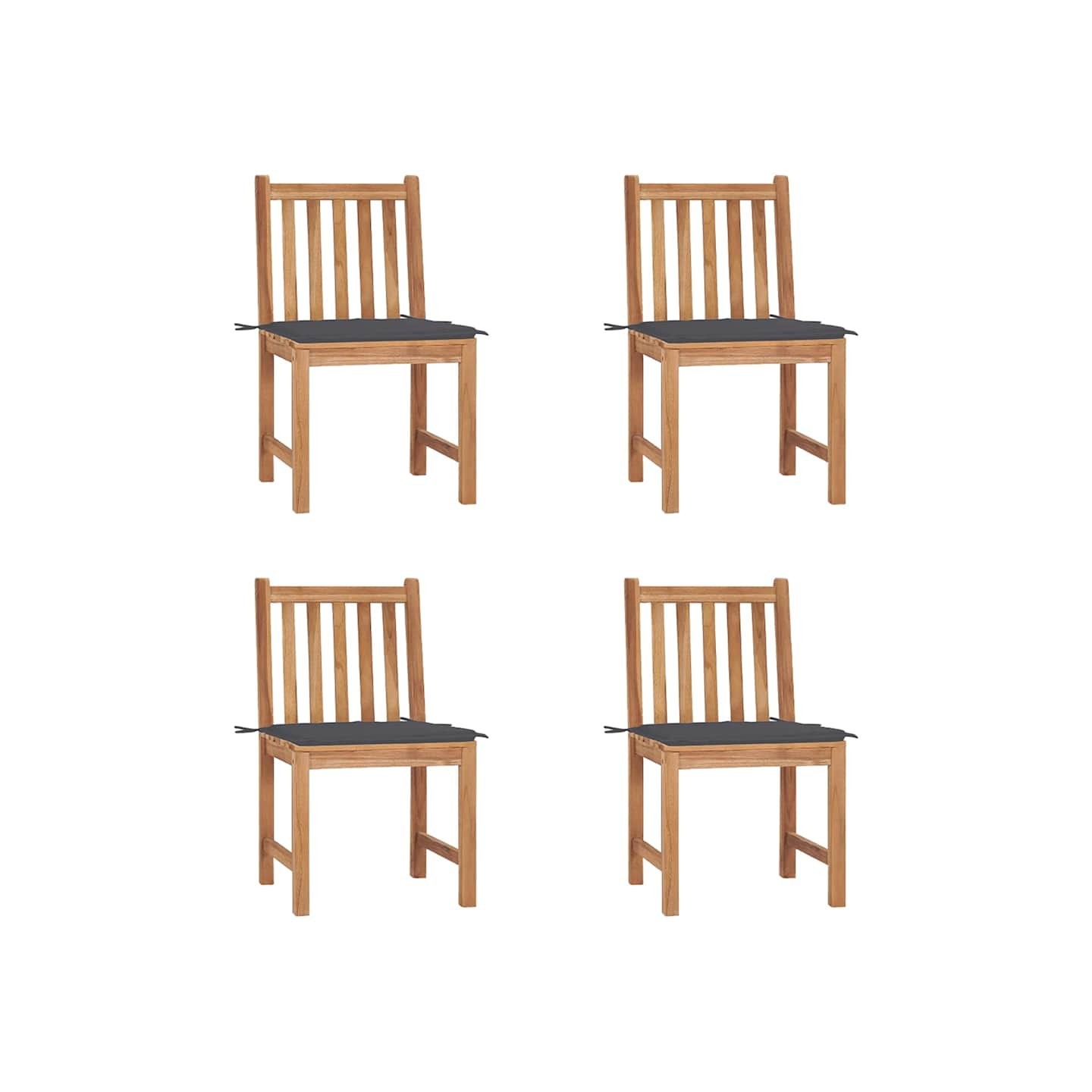 Chaises de jardin lot de 4 avec coussins Bois de teck massif