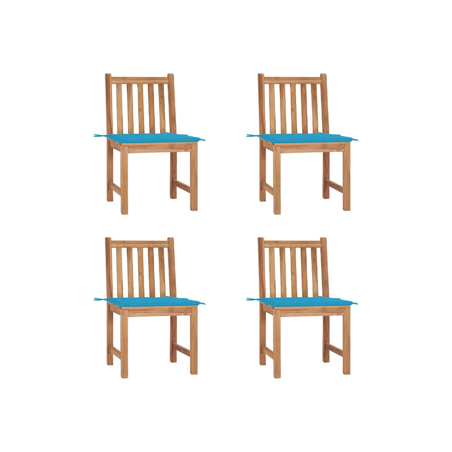 Chaises de jardin lot de 4 avec coussins Bois de teck massif