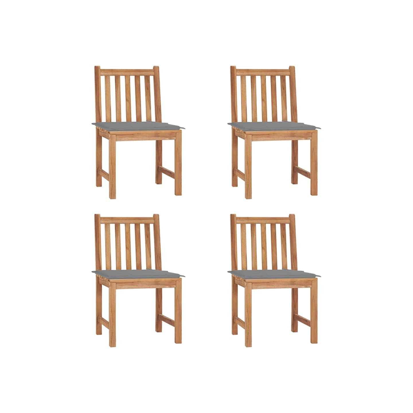 Chaises de jardin lot de 4 avec coussins Bois de teck massif