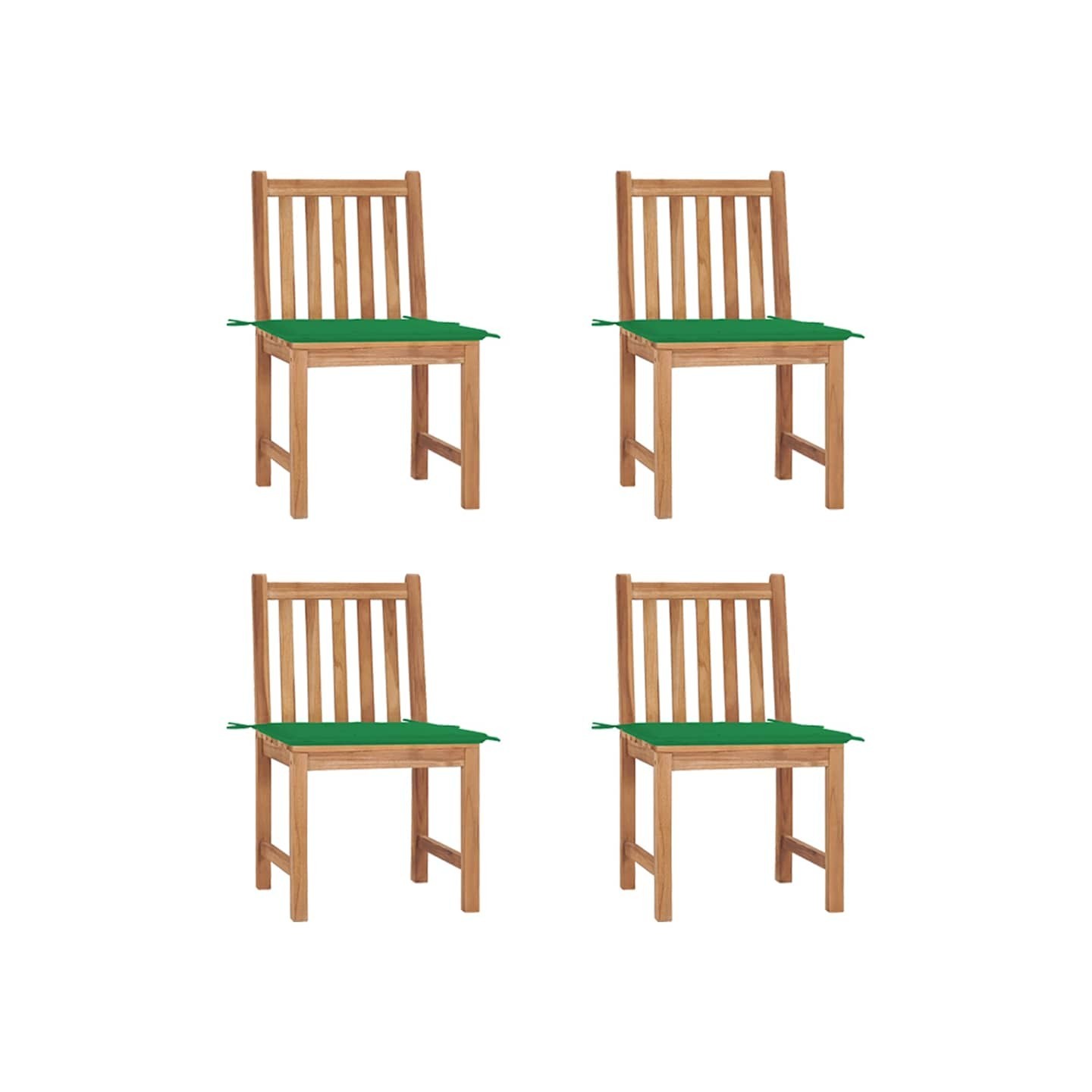 Chaises de jardin lot de 4 avec coussins Bois de teck massif