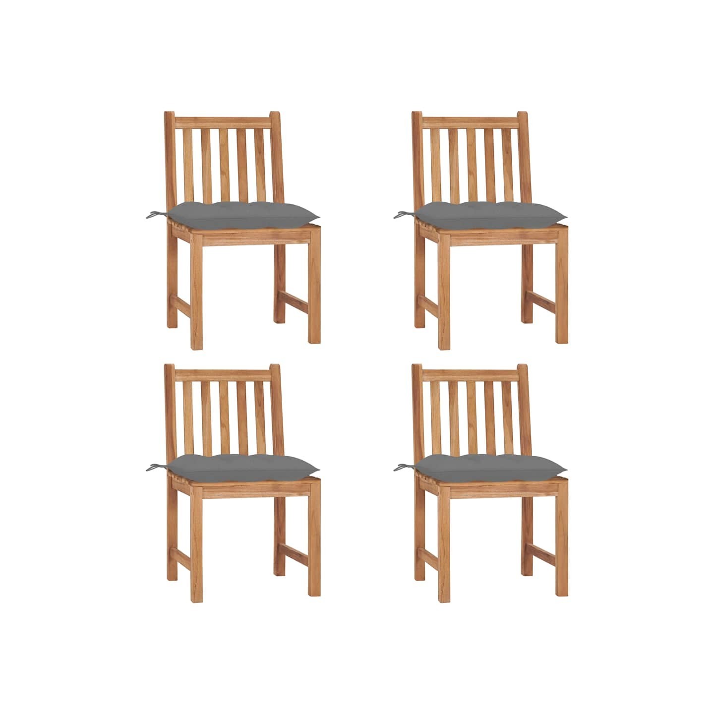 Chaises de jardin lot de 4 avec coussins Bois de teck massif