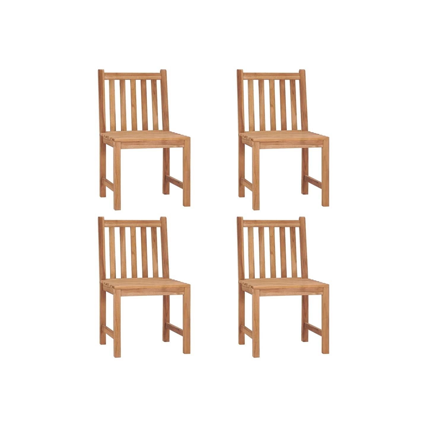 Chaises de jardin lot de 4 Bois de teck solide