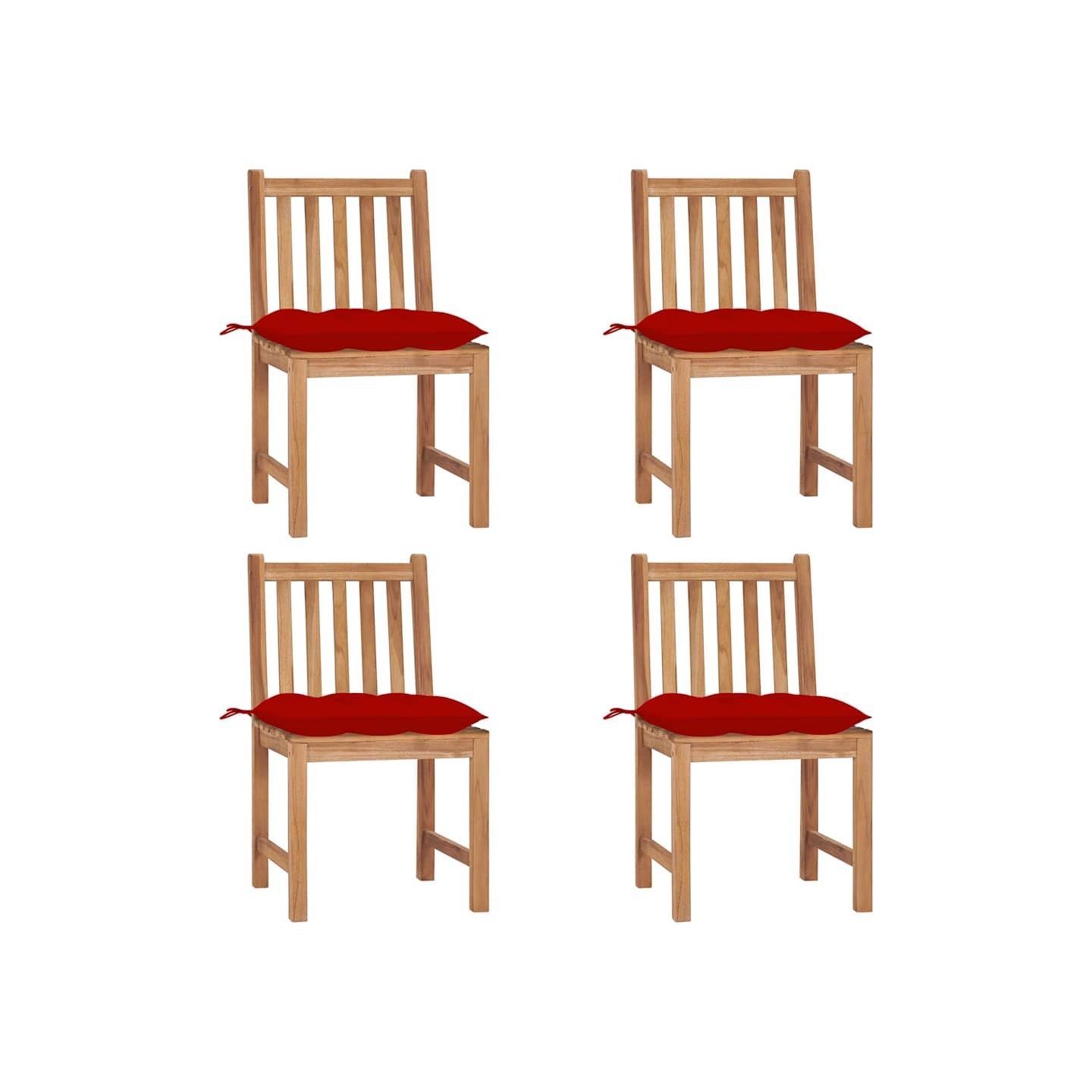 Chaises de jardin lot de 4 avec coussins Bois de teck massif