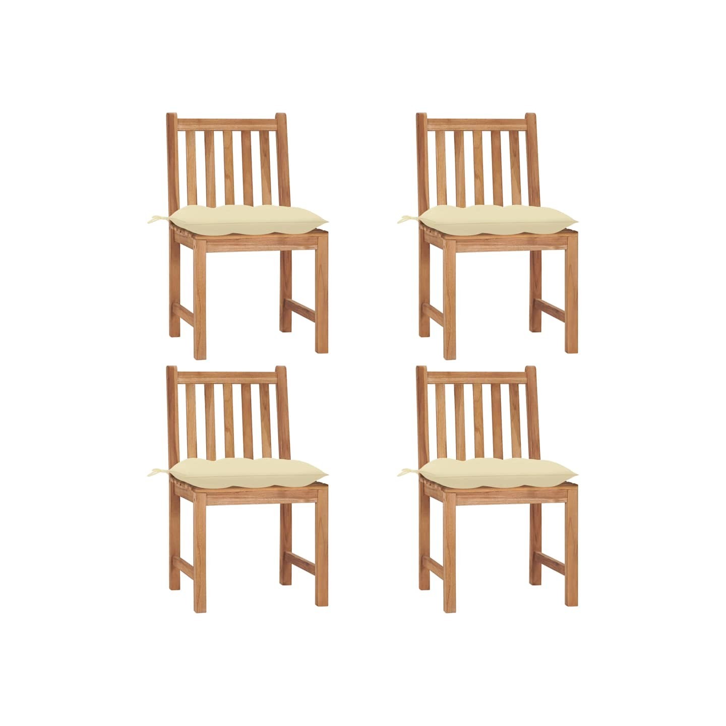 Chaises de jardin lot de 4 avec coussins Bois de teck massif