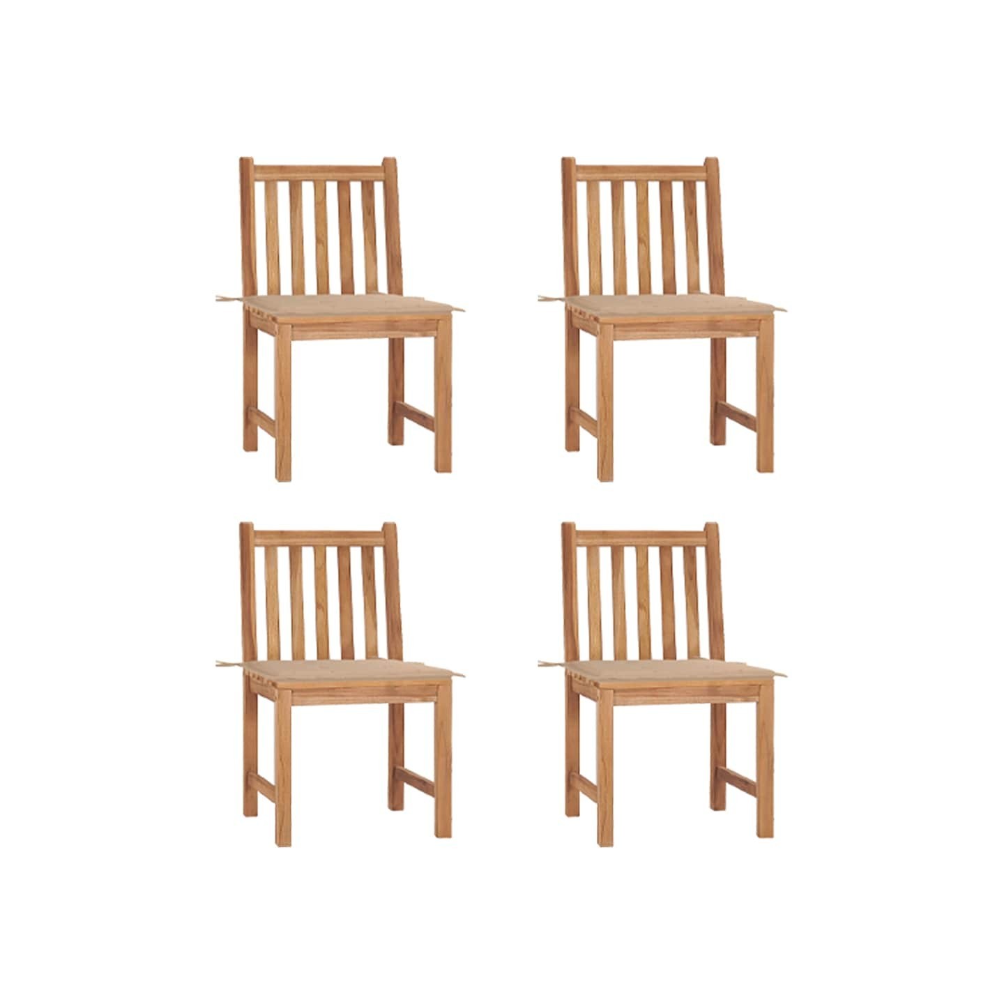 Chaises de jardin lot de 4 avec coussins Bois de teck massif