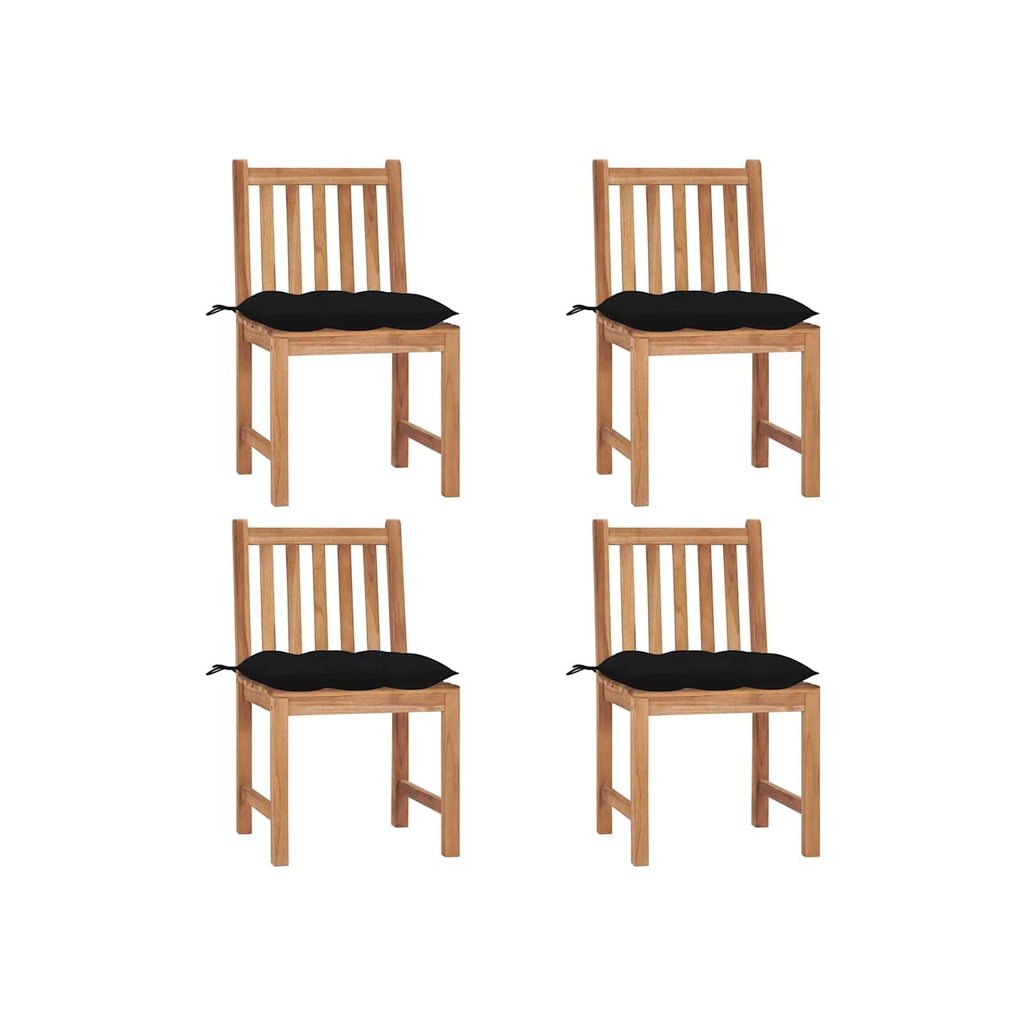 Chaises de jardin lot de 4 avec coussins Bois de teck massif
