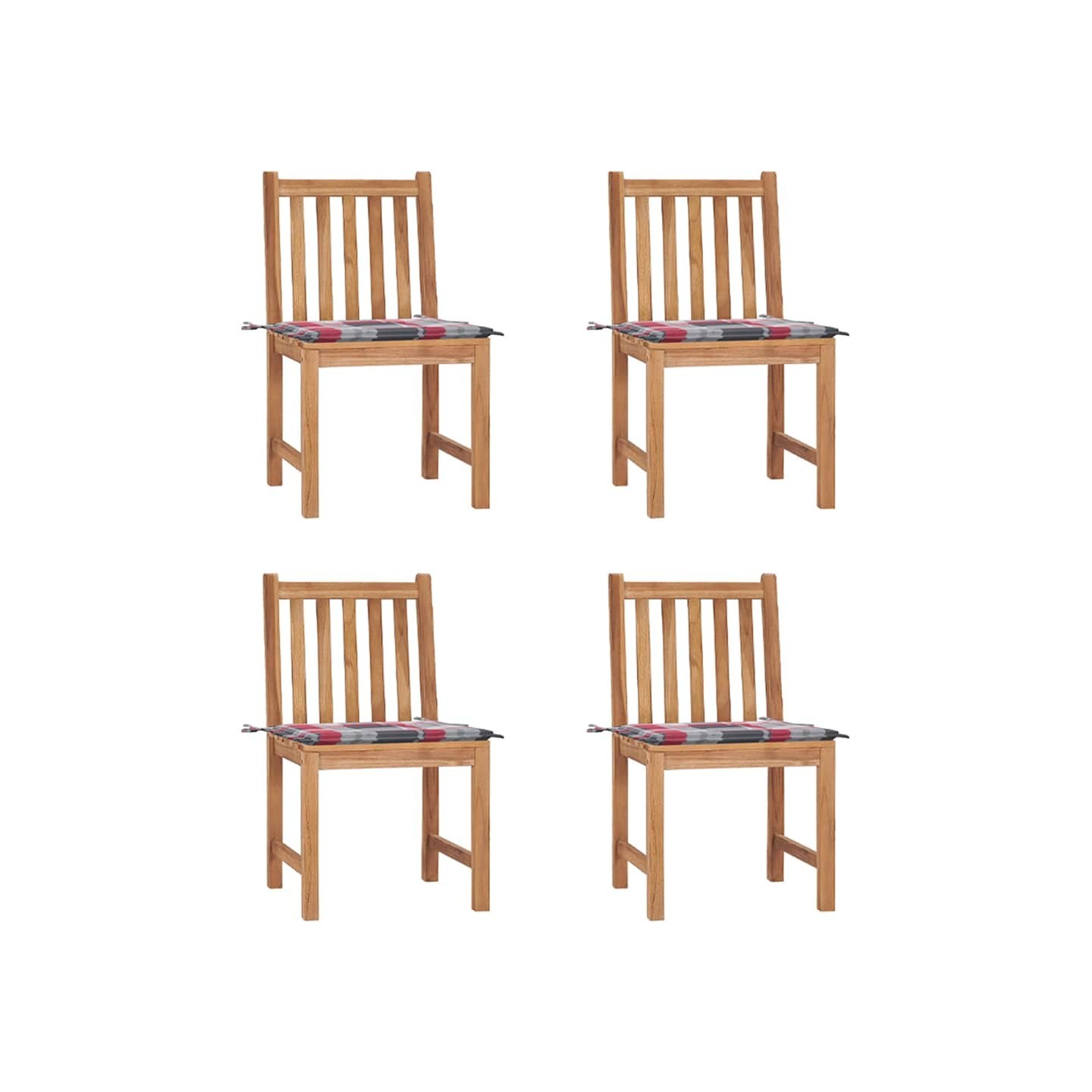 Chaises de jardin lot de 4 avec coussins Bois de teck massif