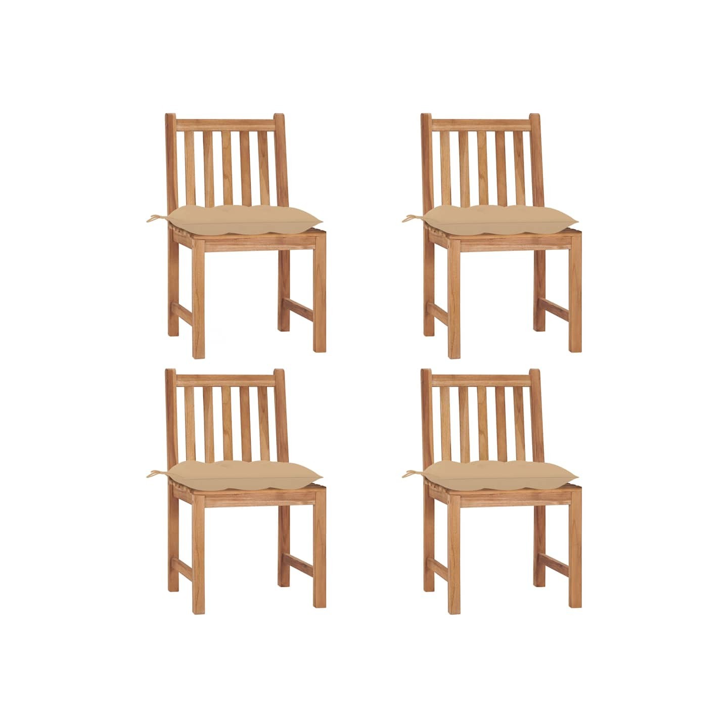 Chaises de jardin lot de 4 avec coussins Bois de teck massif