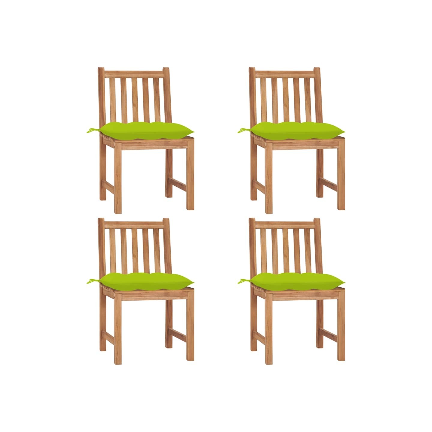 Chaises de jardin lot de 4 avec coussins Bois de teck massif