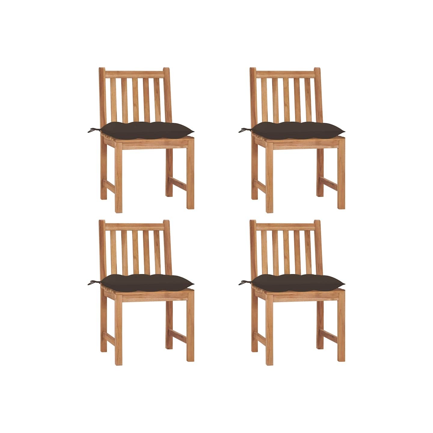 Chaises de jardin lot de 4 avec coussins Bois de teck massif
