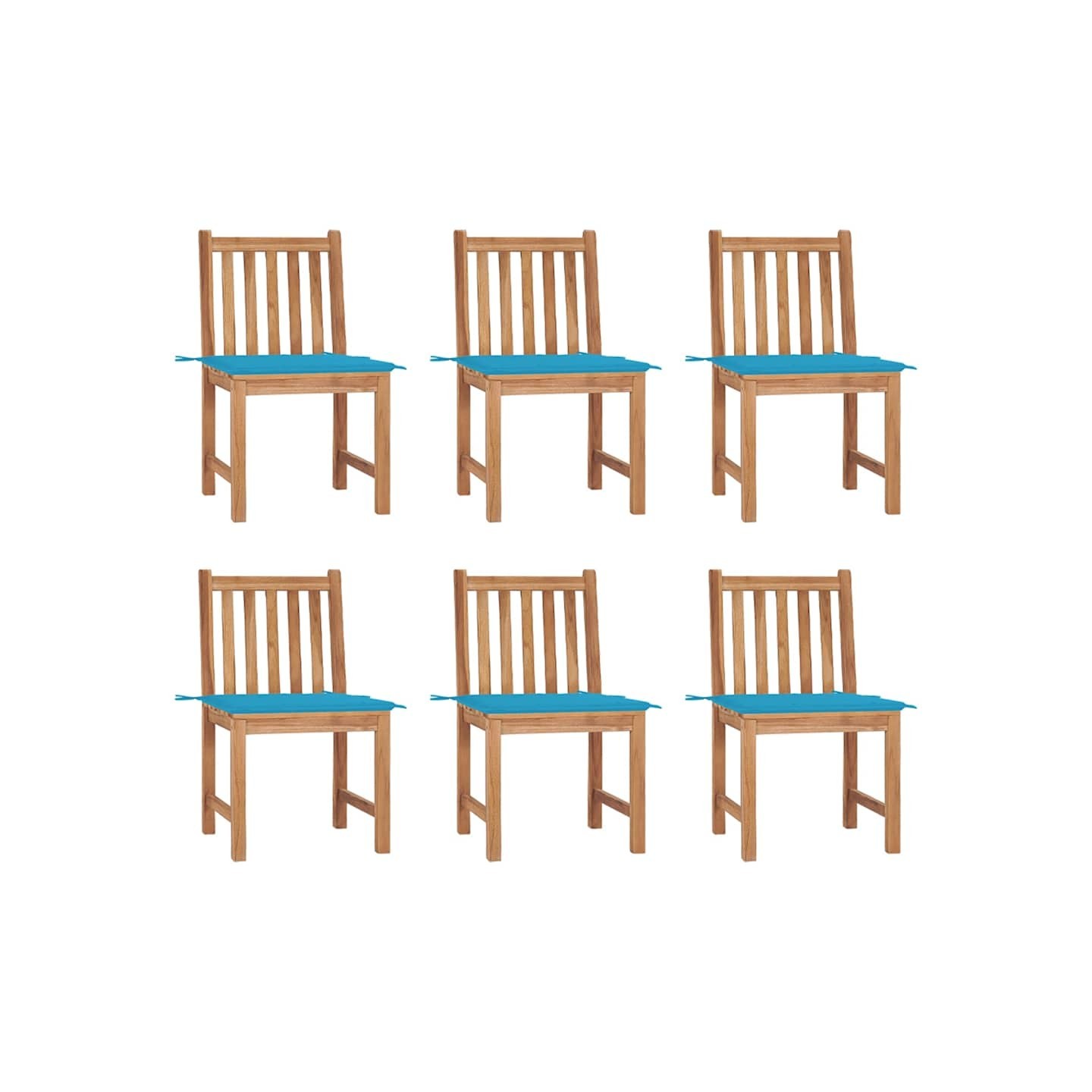 Chaises de jardin lot de 6 avec coussins Bois de teck massif