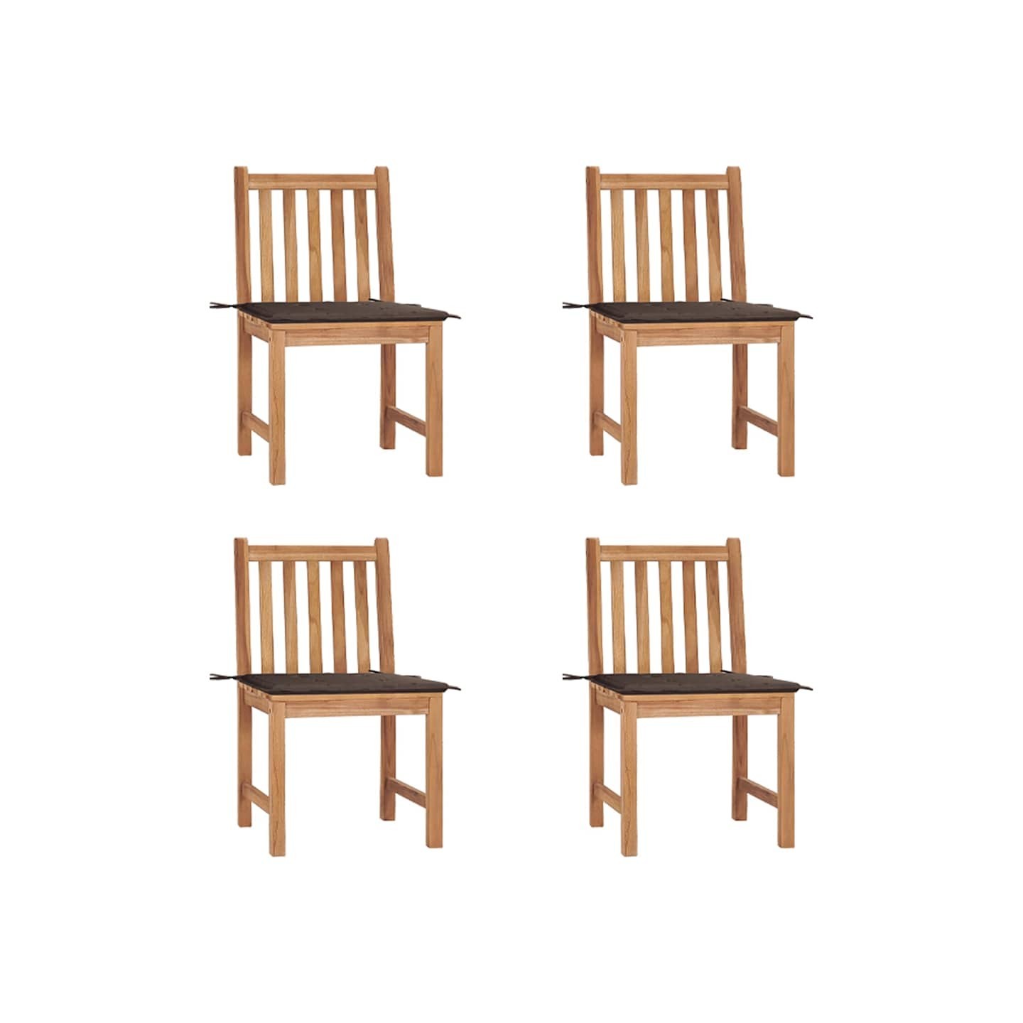 Chaises de jardin lot de 4 avec coussins Bois de teck massif