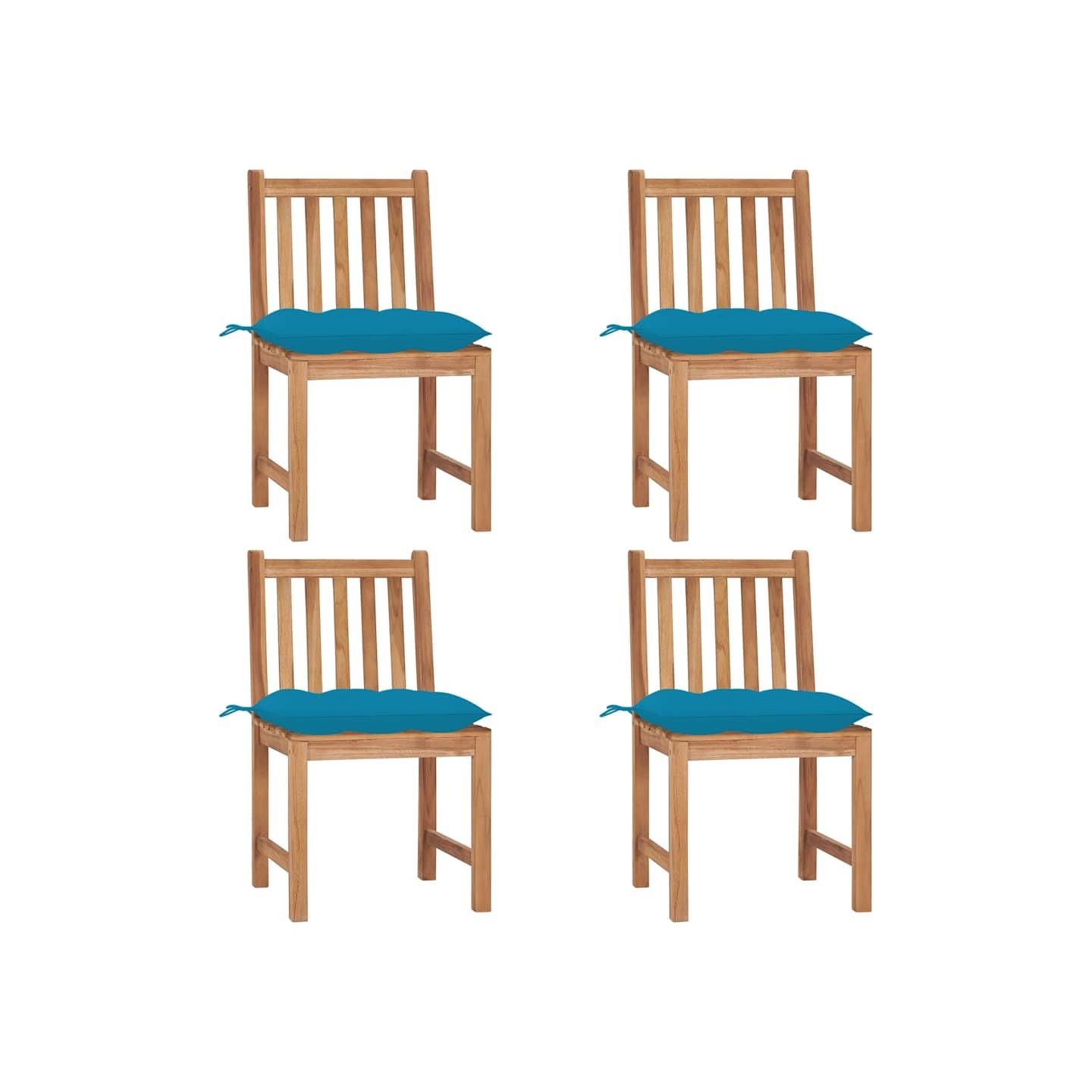 Chaises de jardin lot de 4 avec coussins Bois de teck massif