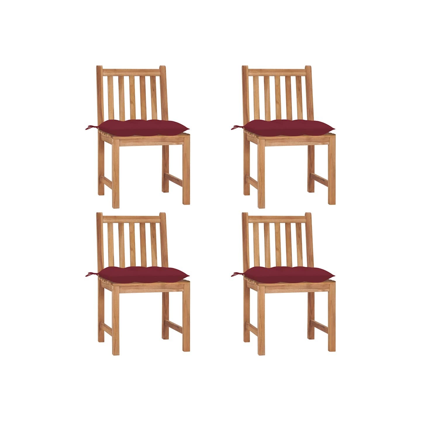 Chaises de jardin lot de 4 avec coussins Bois de teck massif