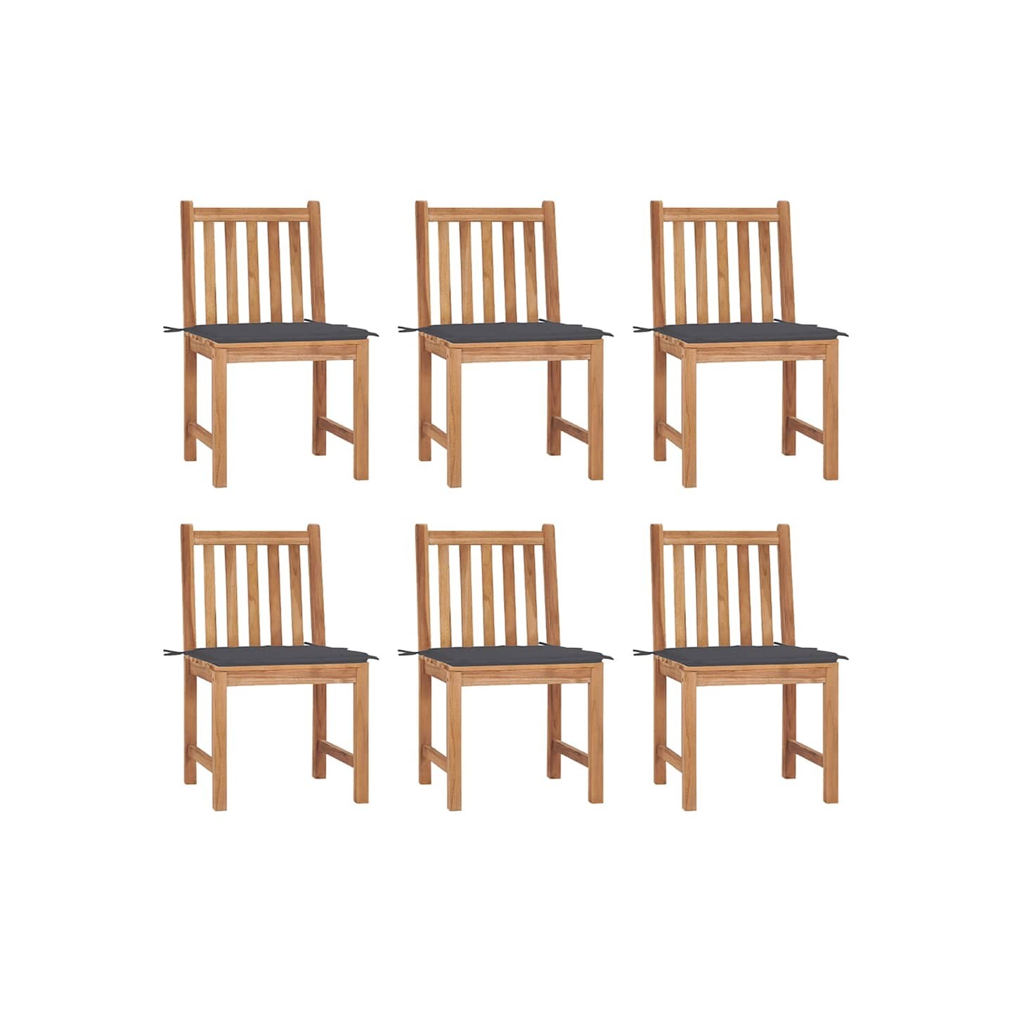 Chaises de jardin lot de 6 avec coussins Bois de teck massif