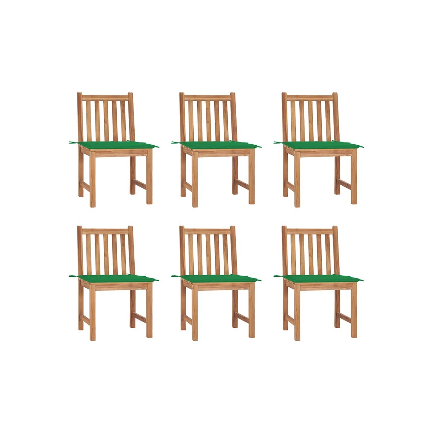 Chaises de jardin lot de 6 avec coussins Bois de teck massif