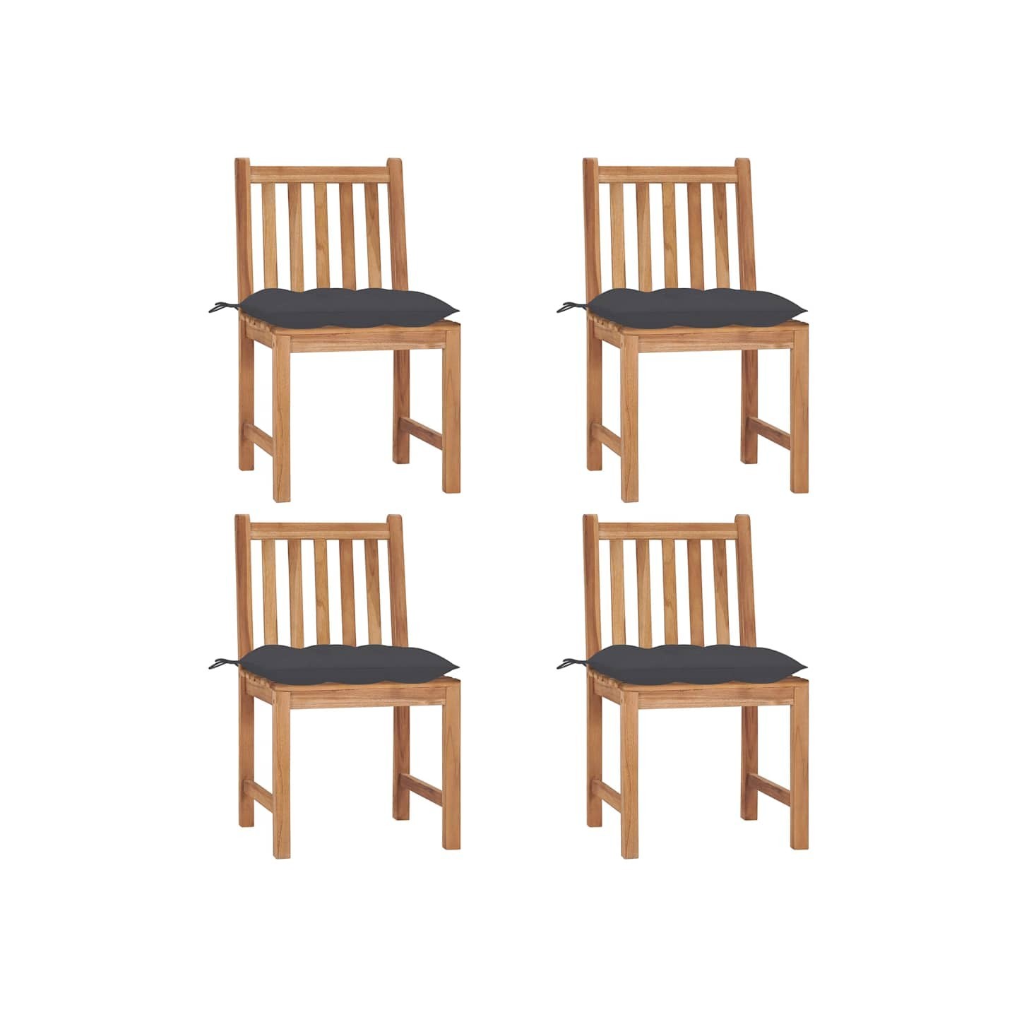 Chaises de jardin lot de 4 avec coussins Bois de teck massif