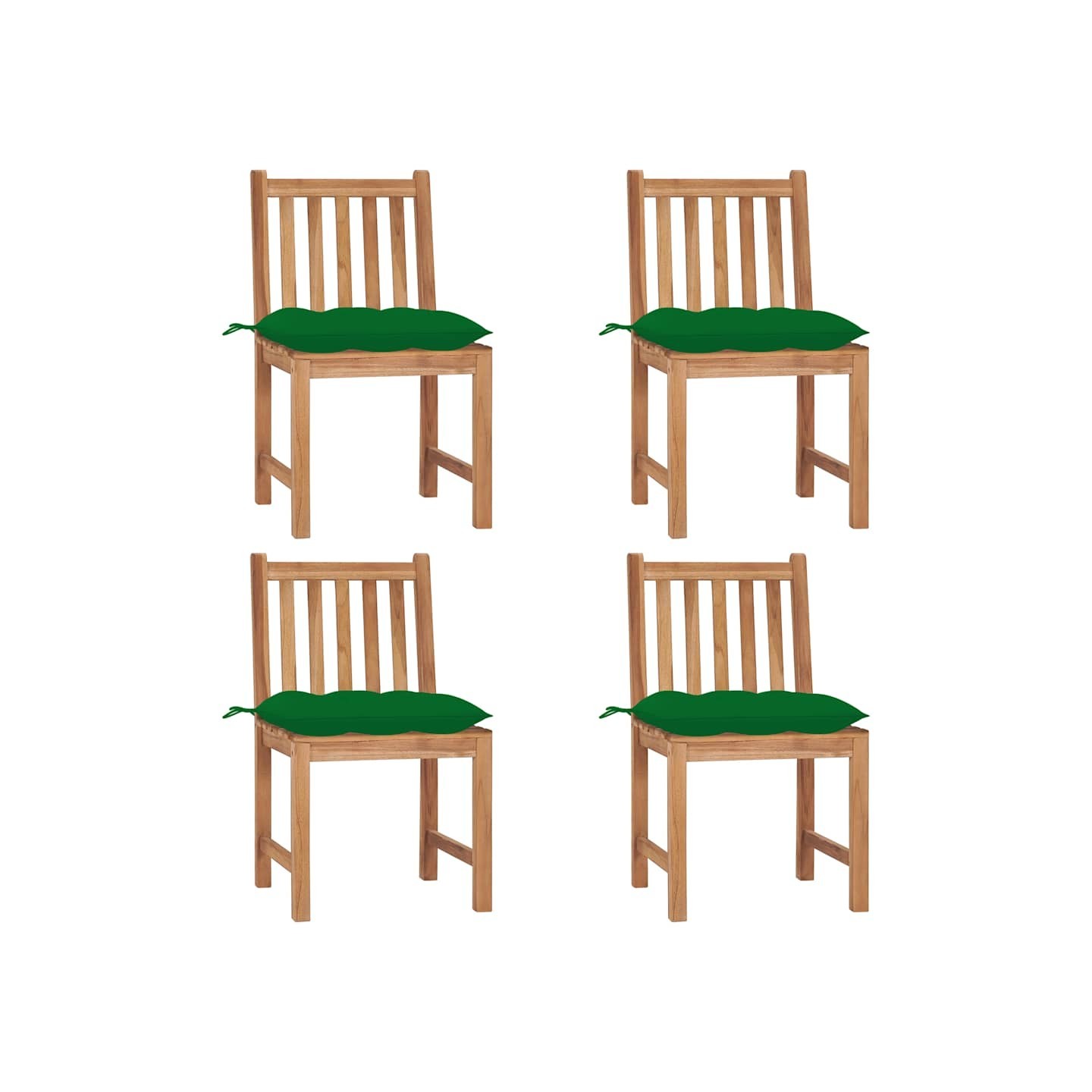 Chaises de jardin lot de 4 avec coussins Bois de teck massif