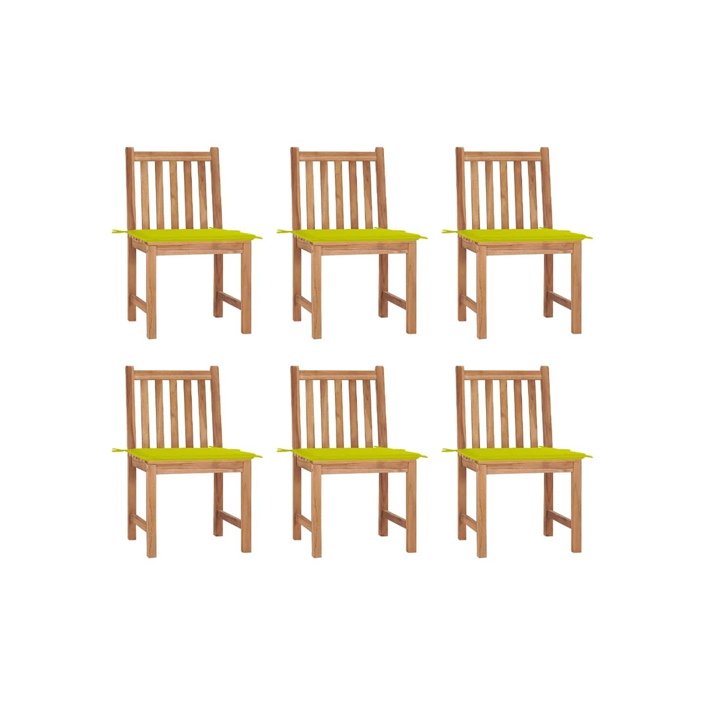Chaises de jardin lot de 6 avec coussins Bois de teck massif