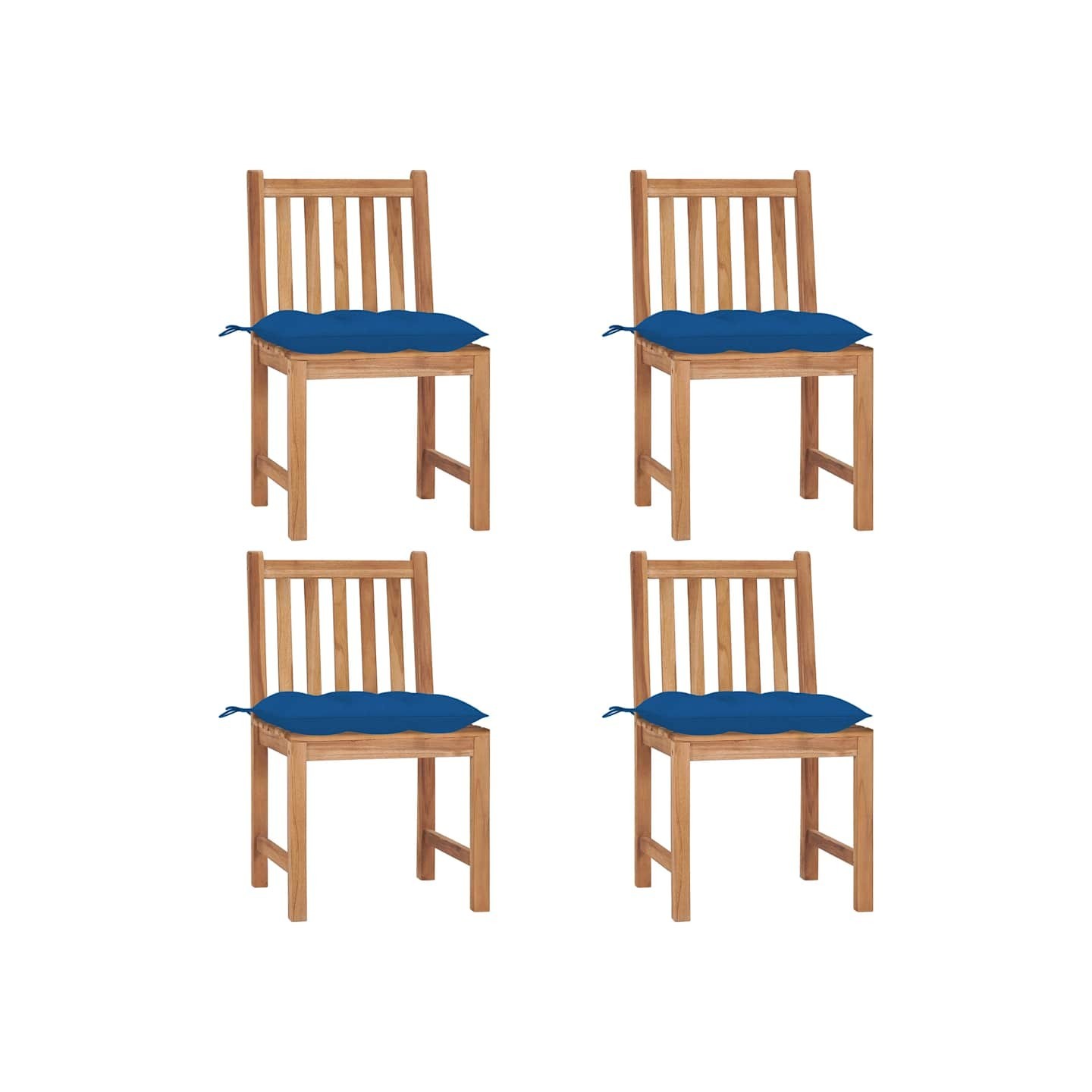 Chaises de jardin lot de 4 avec coussins Bois de teck massif