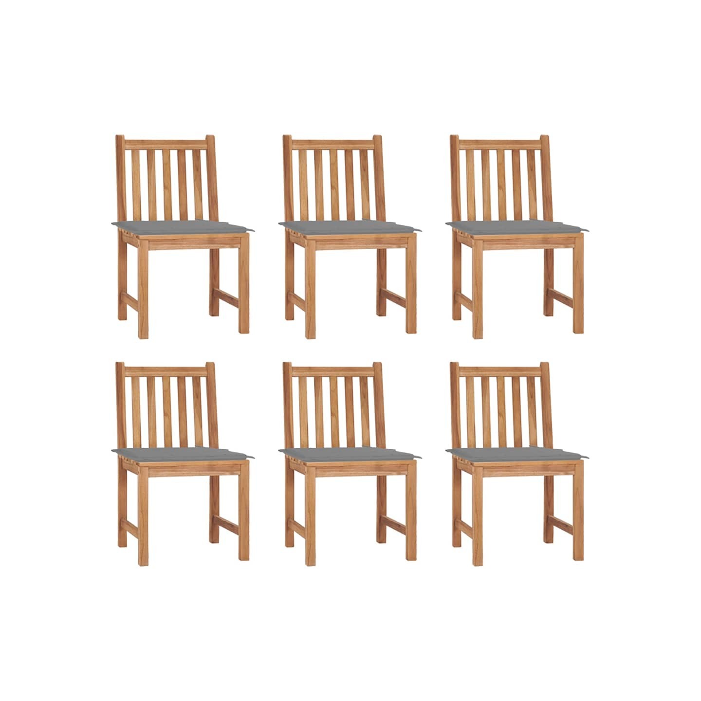 Chaises de jardin lot de 6 avec coussins Bois de teck massif