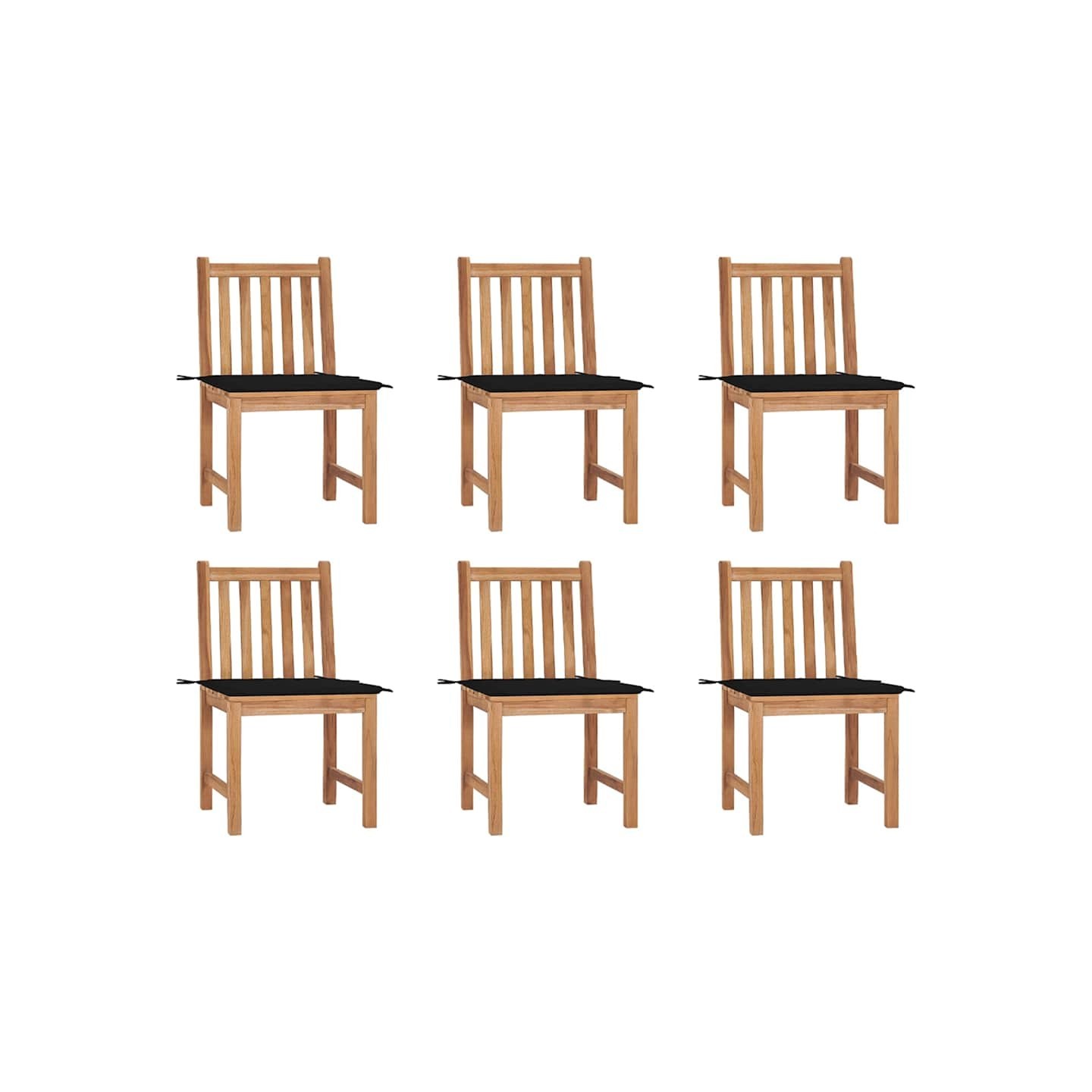 Chaises de jardin lot de 6 avec coussins Bois de teck massif