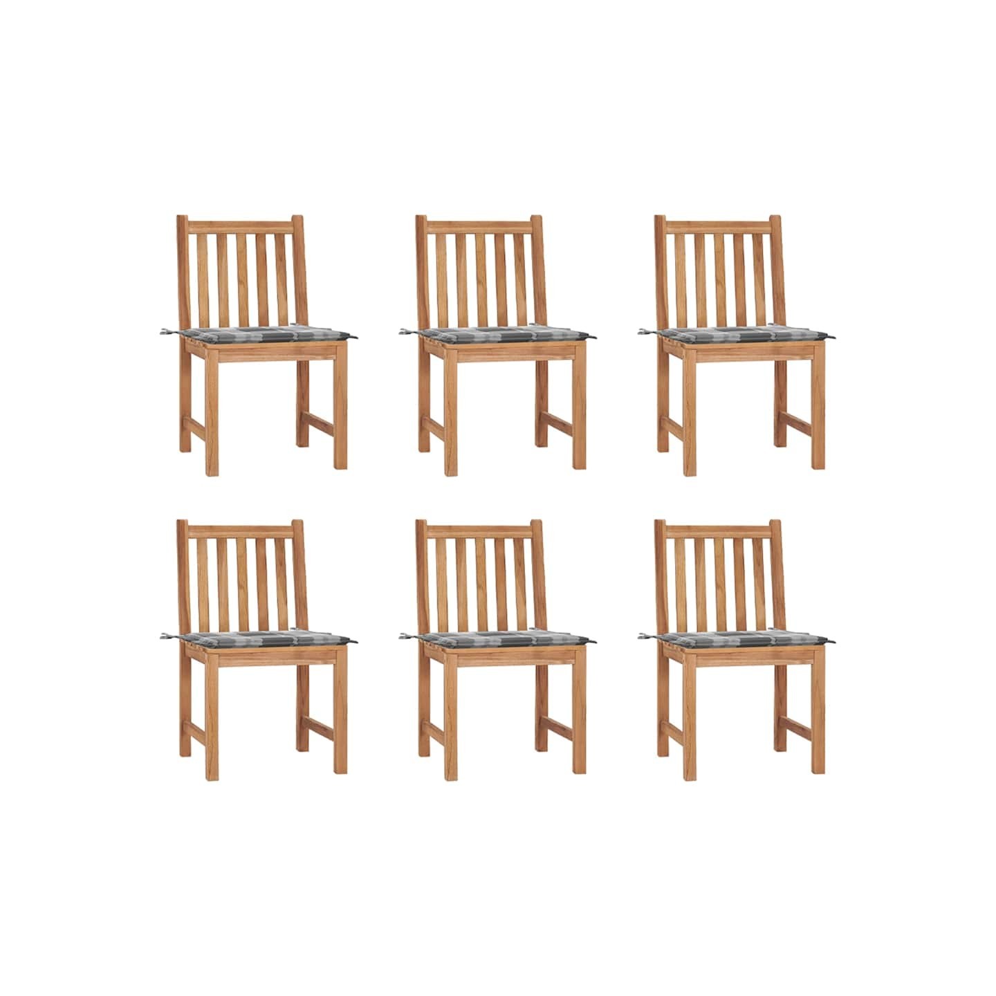 Chaises de jardin lot de 6 avec coussins Bois de teck massif