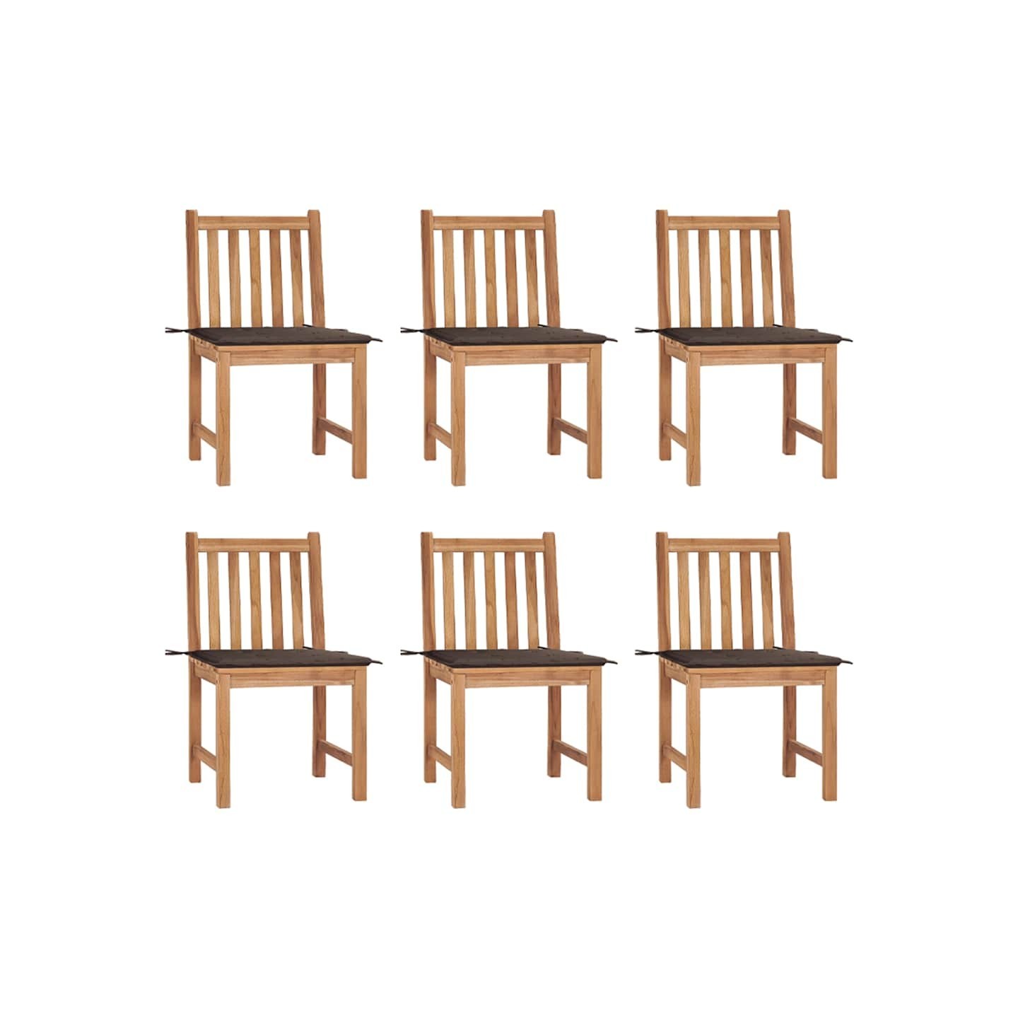 Chaises de jardin lot de 6 avec coussins Bois de teck massif