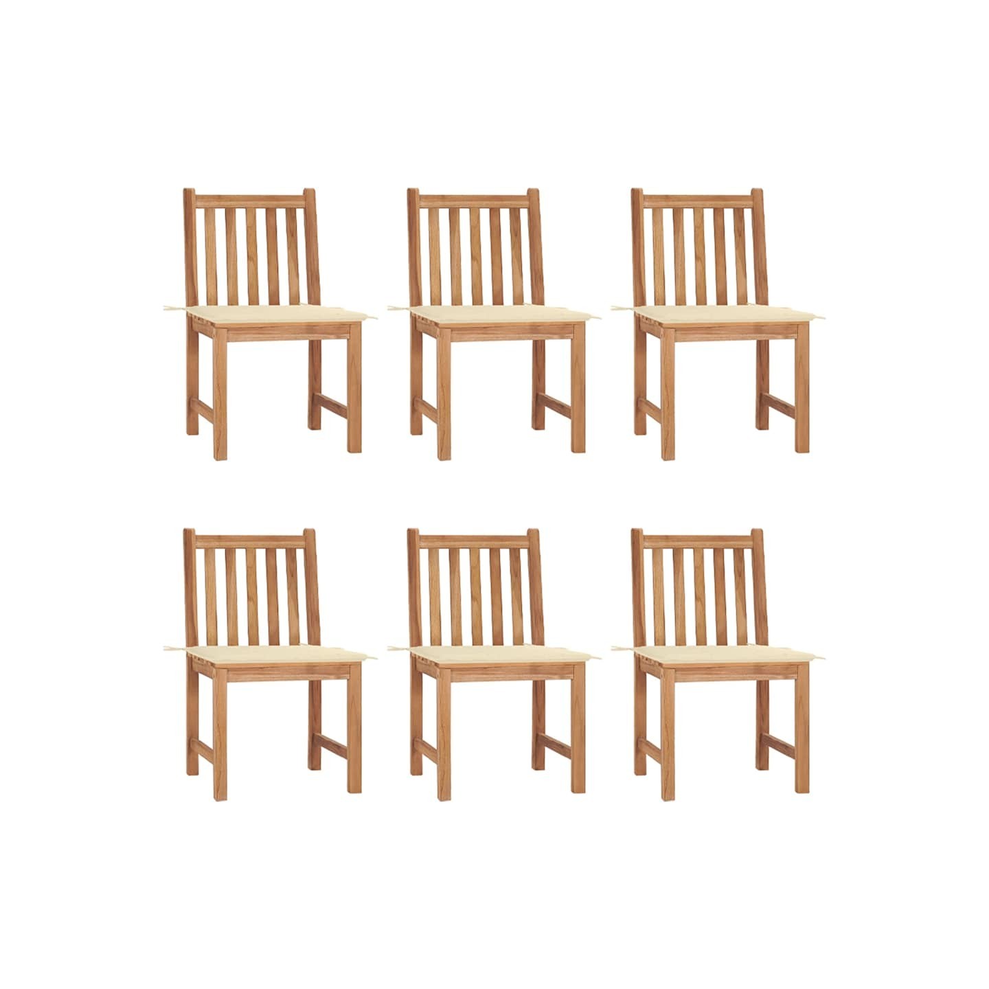 Chaises de jardin lot de 6 avec coussins Bois de teck massif