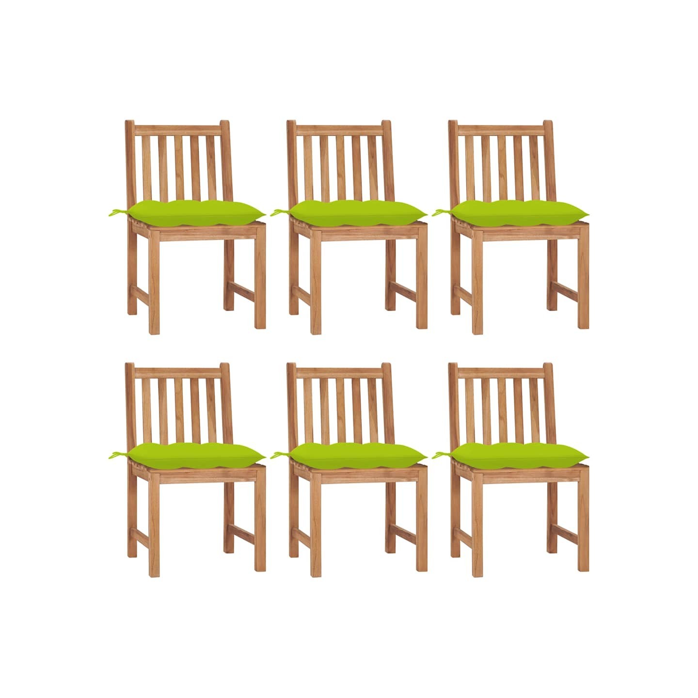 Chaises de jardin lot de 6 avec coussins Bois de teck massif