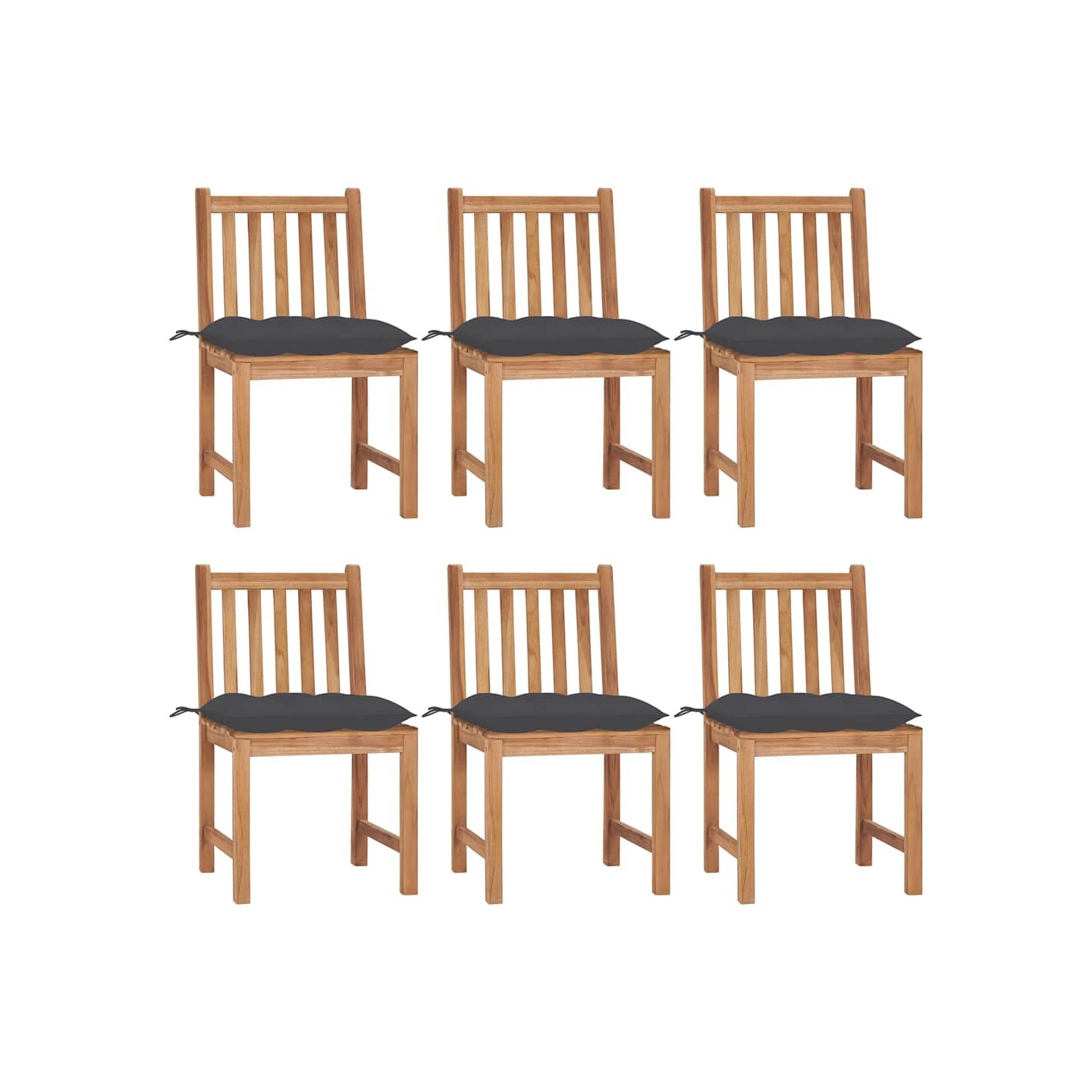 Chaises de jardin lot de 6 avec coussins Bois de teck massif