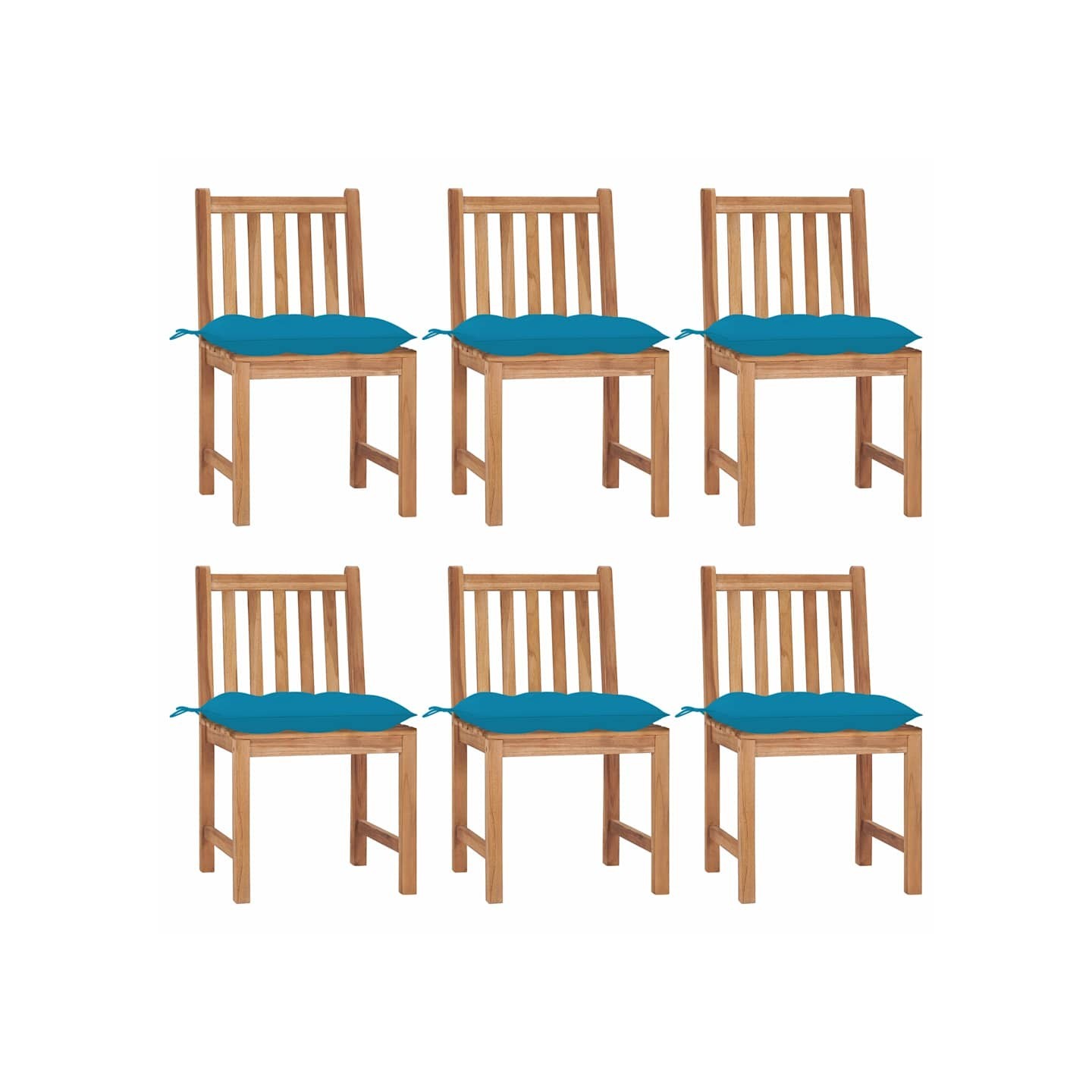 Chaises de jardin lot de 6 avec coussins Bois de teck massif