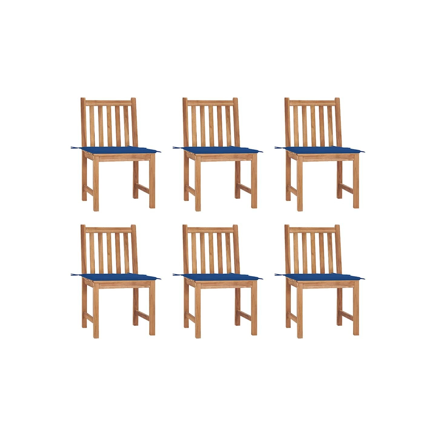 Chaises de jardin lot de 6 avec coussins Bois de teck massif
