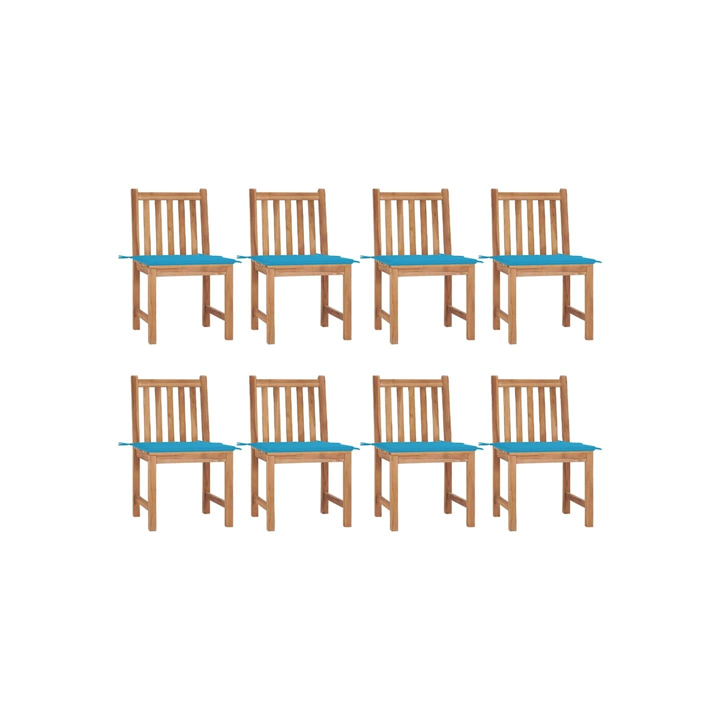 Chaises de jardin lot de 8 avec coussins Bois de teck massif