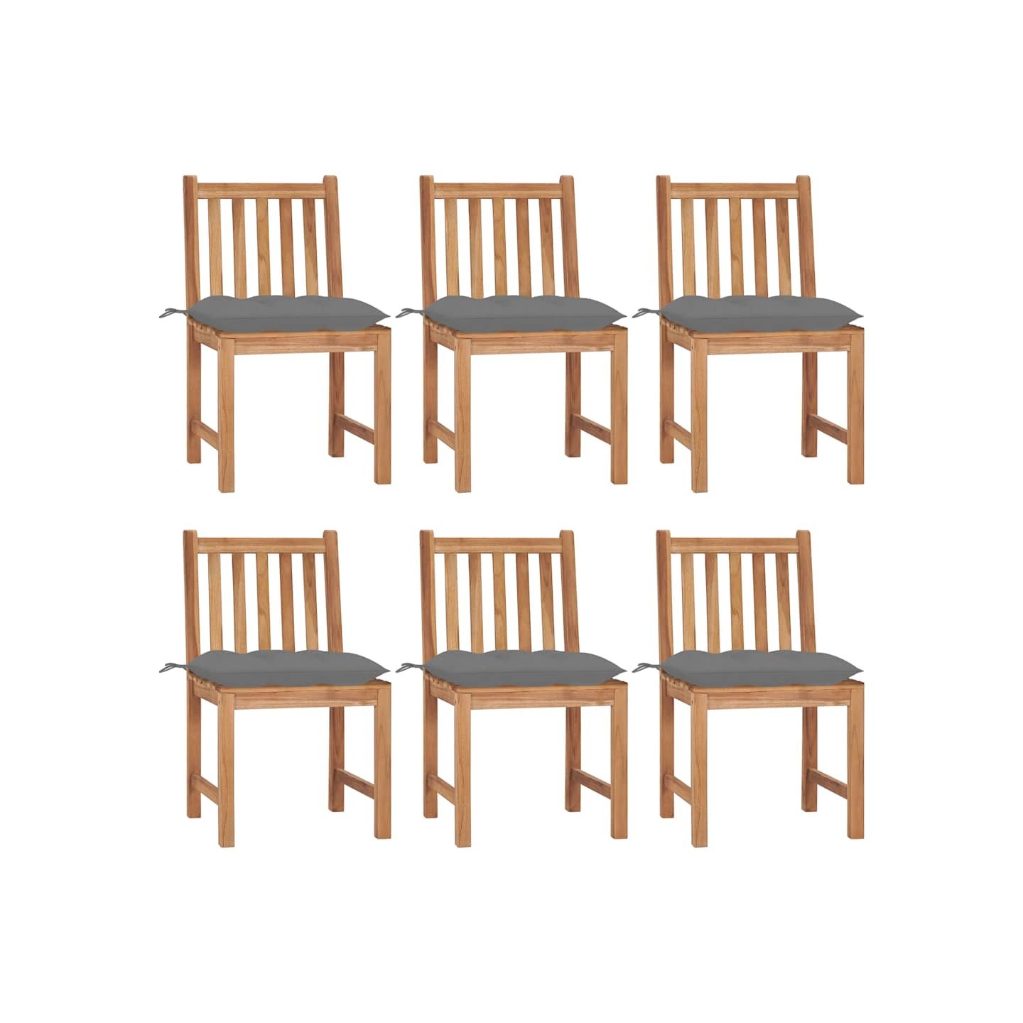 Chaises de jardin lot de 6 avec coussins Bois de teck massif