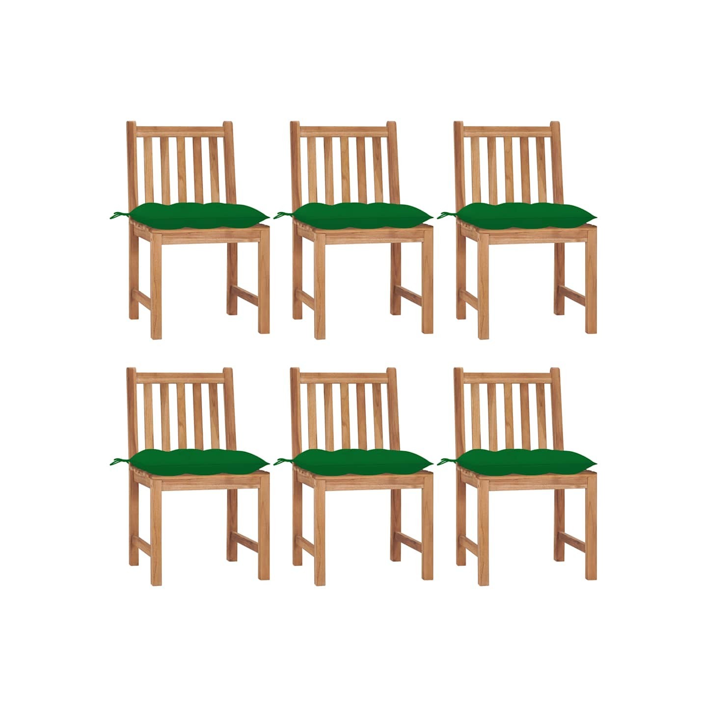 Chaises de jardin lot de 6 avec coussins Bois de teck massif