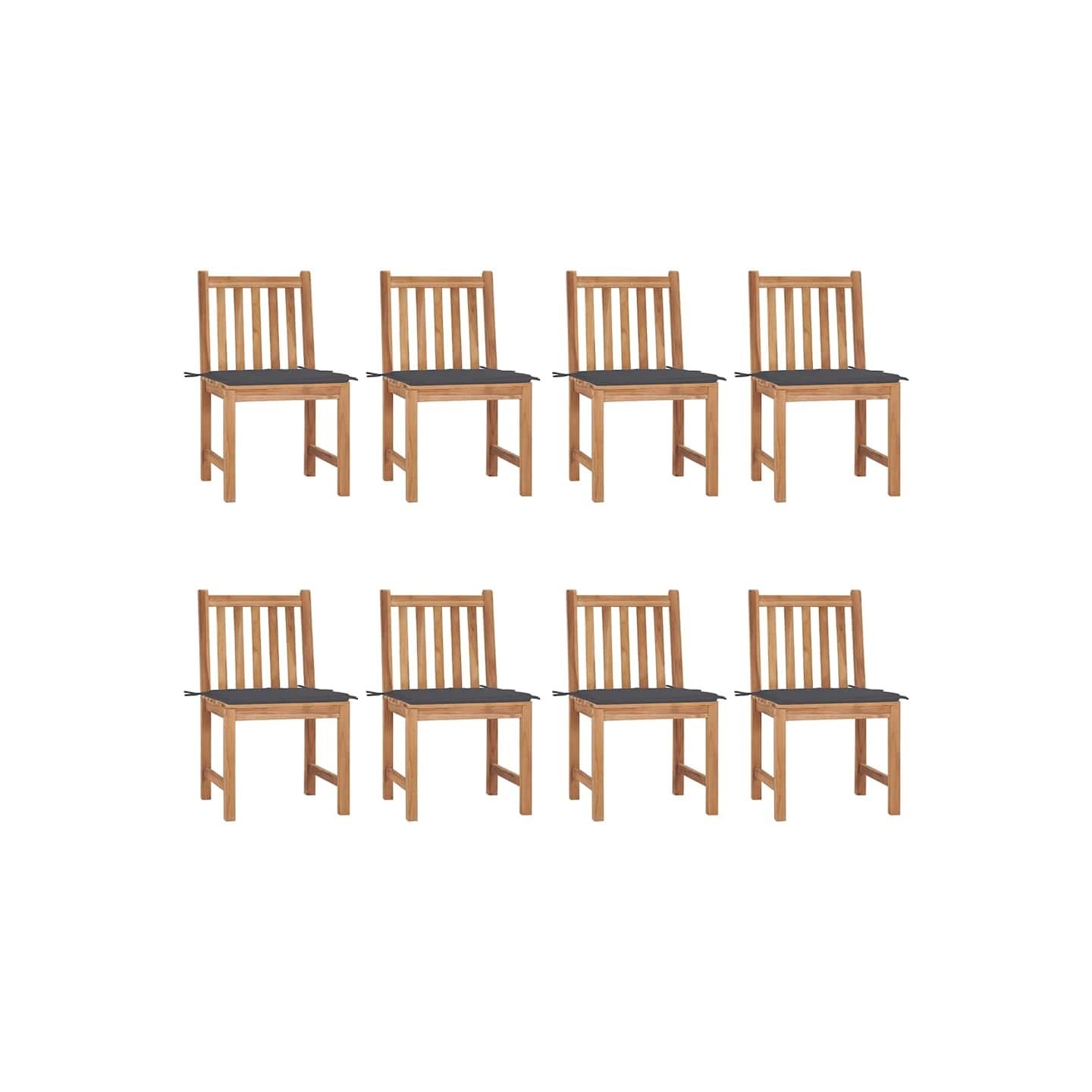 Chaises de jardin lot de 8 avec coussins Bois de teck massif