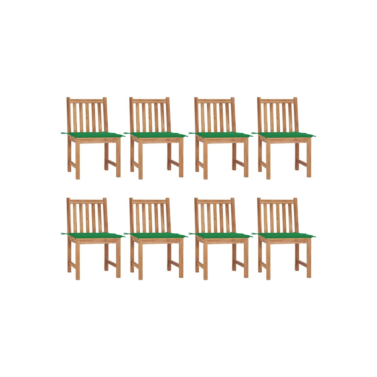 Chaises de jardin lot de 8 avec coussins Bois de teck massif