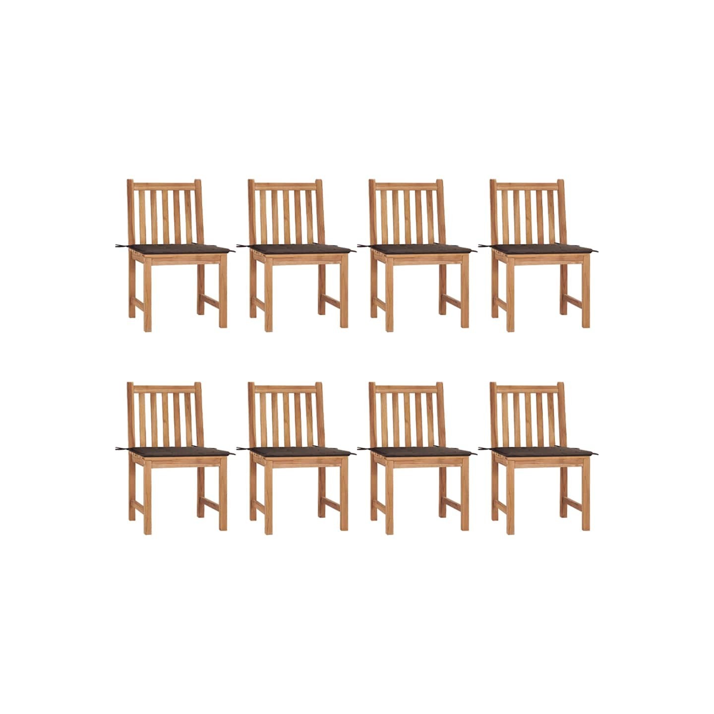 Chaises de jardin lot de 8 avec coussins Bois de teck massif