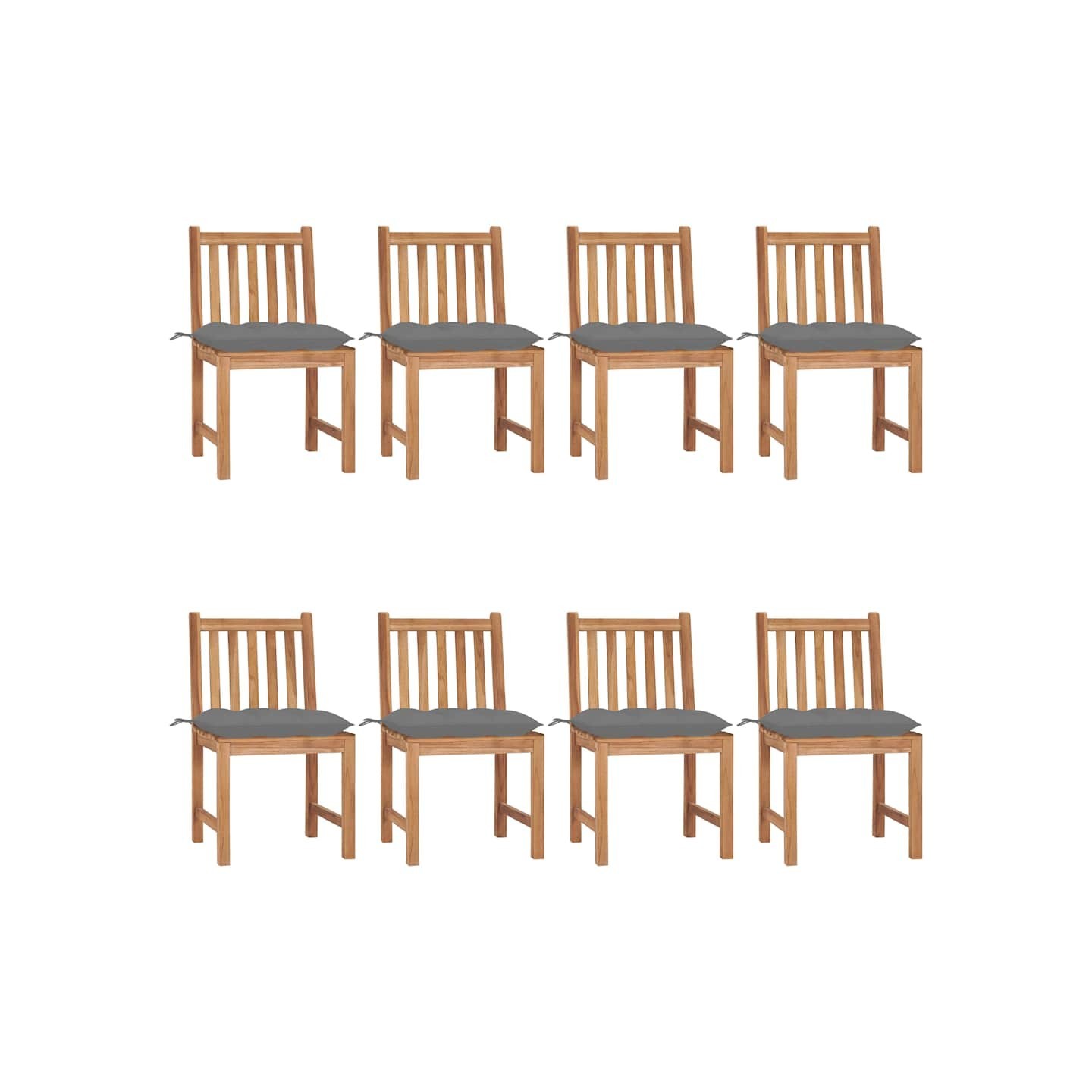 Chaises de jardin lot de 8 avec coussins Bois de teck massif