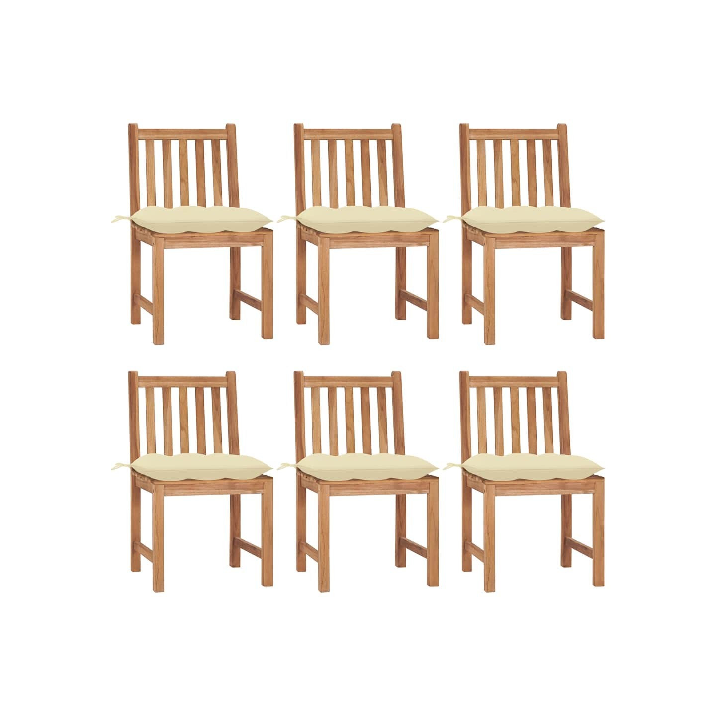 Chaises de jardin lot de 6 avec coussins Bois de teck massif