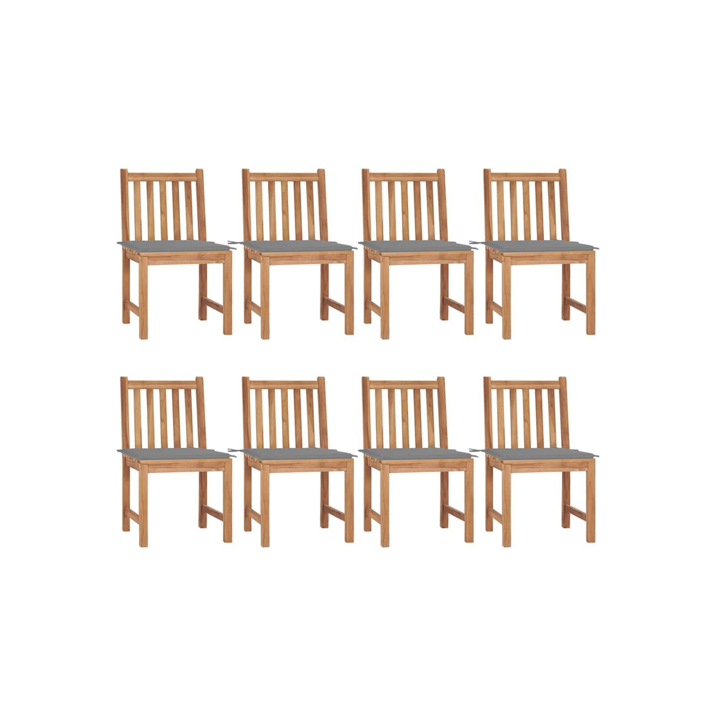 Chaises de jardin lot de 8 avec coussins Bois de teck massif