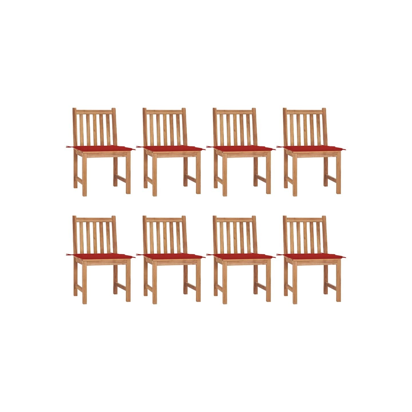 Chaises de jardin lot de 8 avec coussins Bois de teck massif