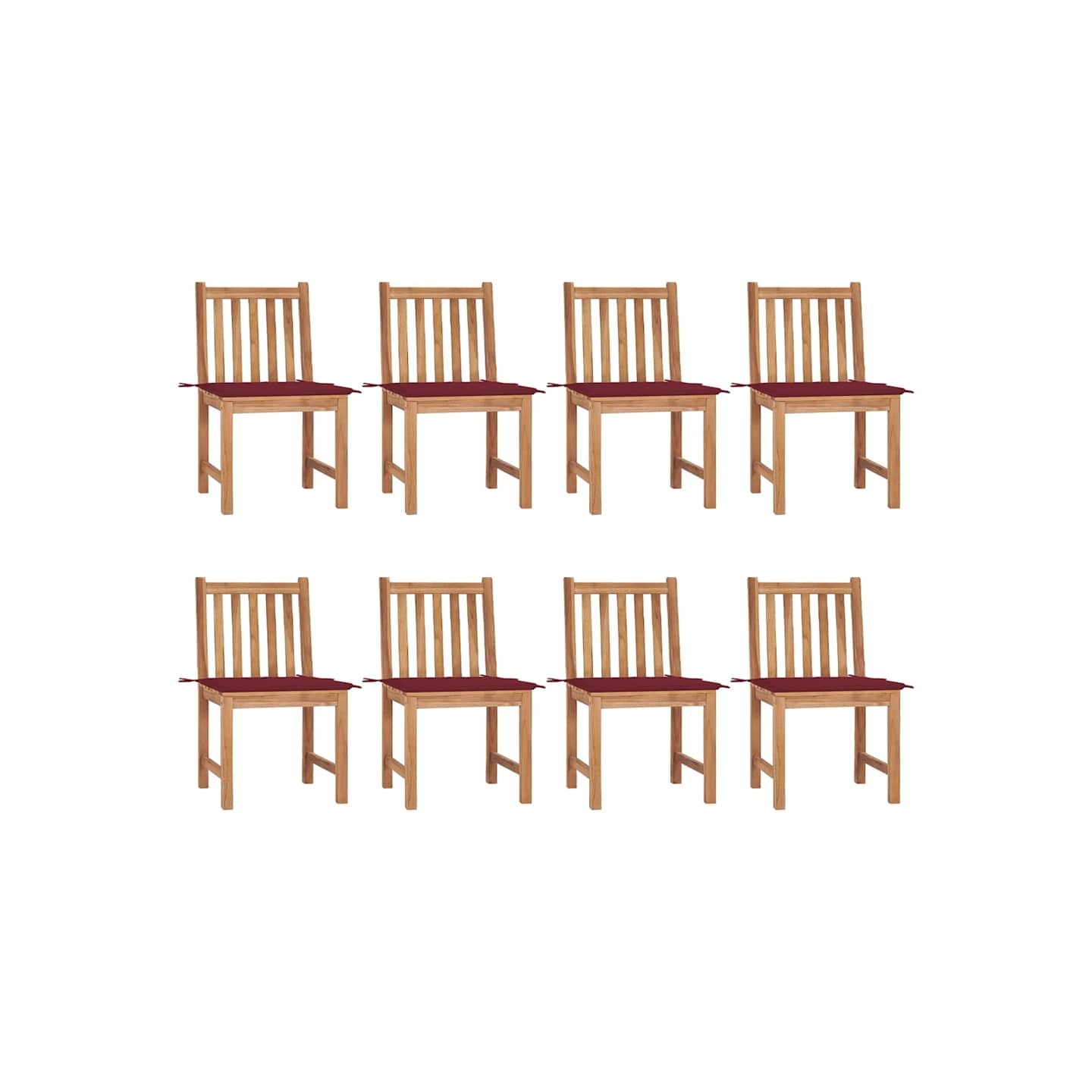 Chaises de jardin lot de 8 avec coussins Bois de teck massif