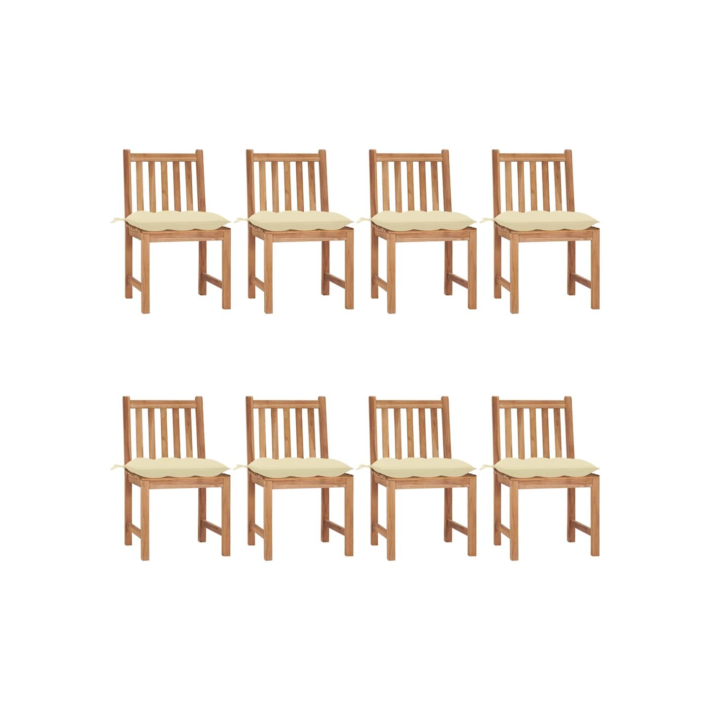 Chaises de jardin lot de 8 avec coussins Bois de teck massif