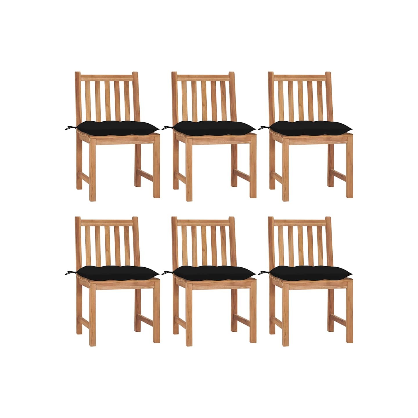 Chaises de jardin lot de 6 avec coussins Bois de teck massif