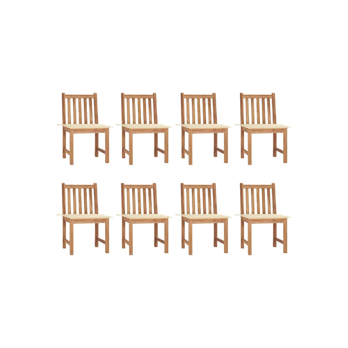 Chaises de jardin lot de 8 avec coussins Bois de teck massif
